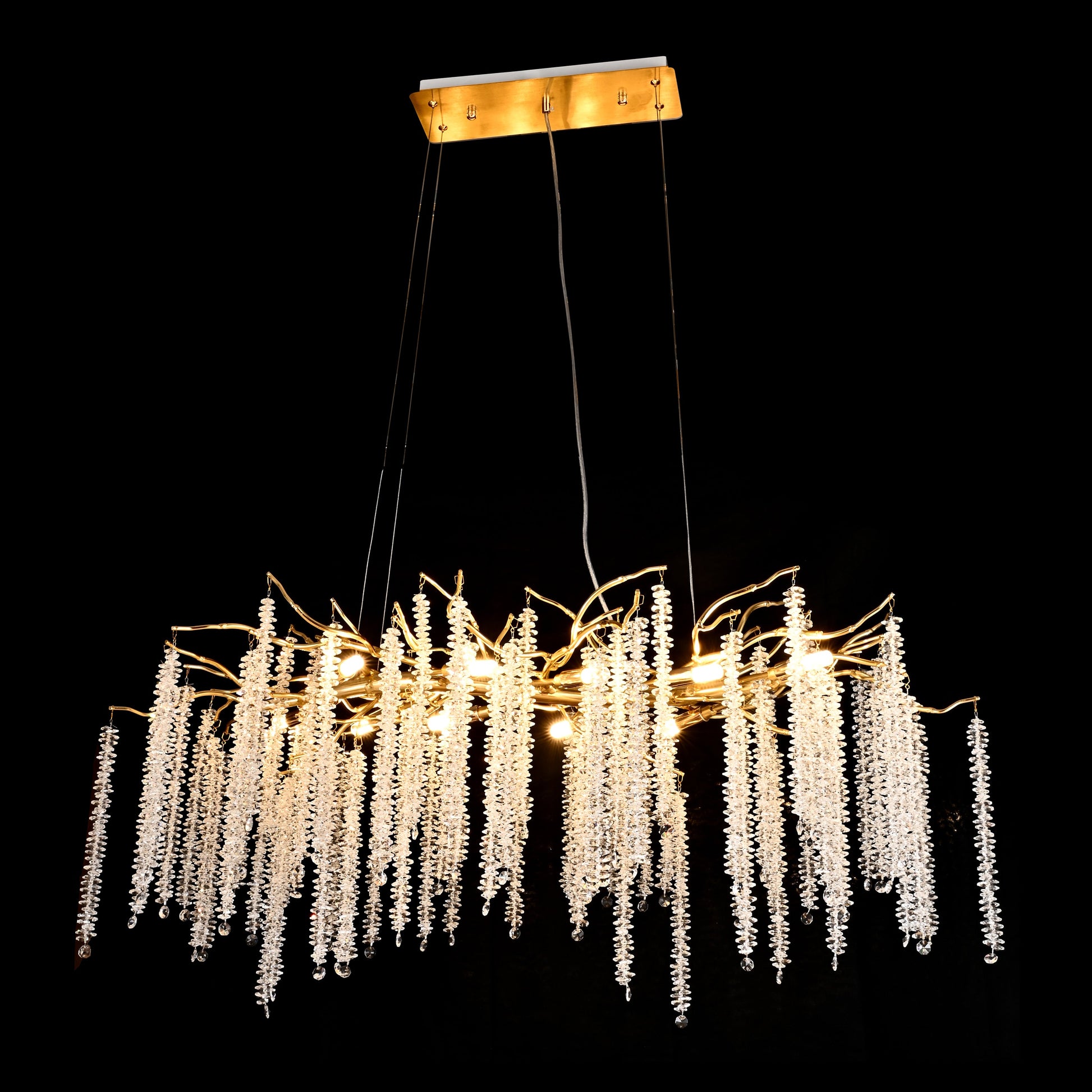 Catherine Crystal Rainfall Linear Branching Chandelier - Italian Concept - 