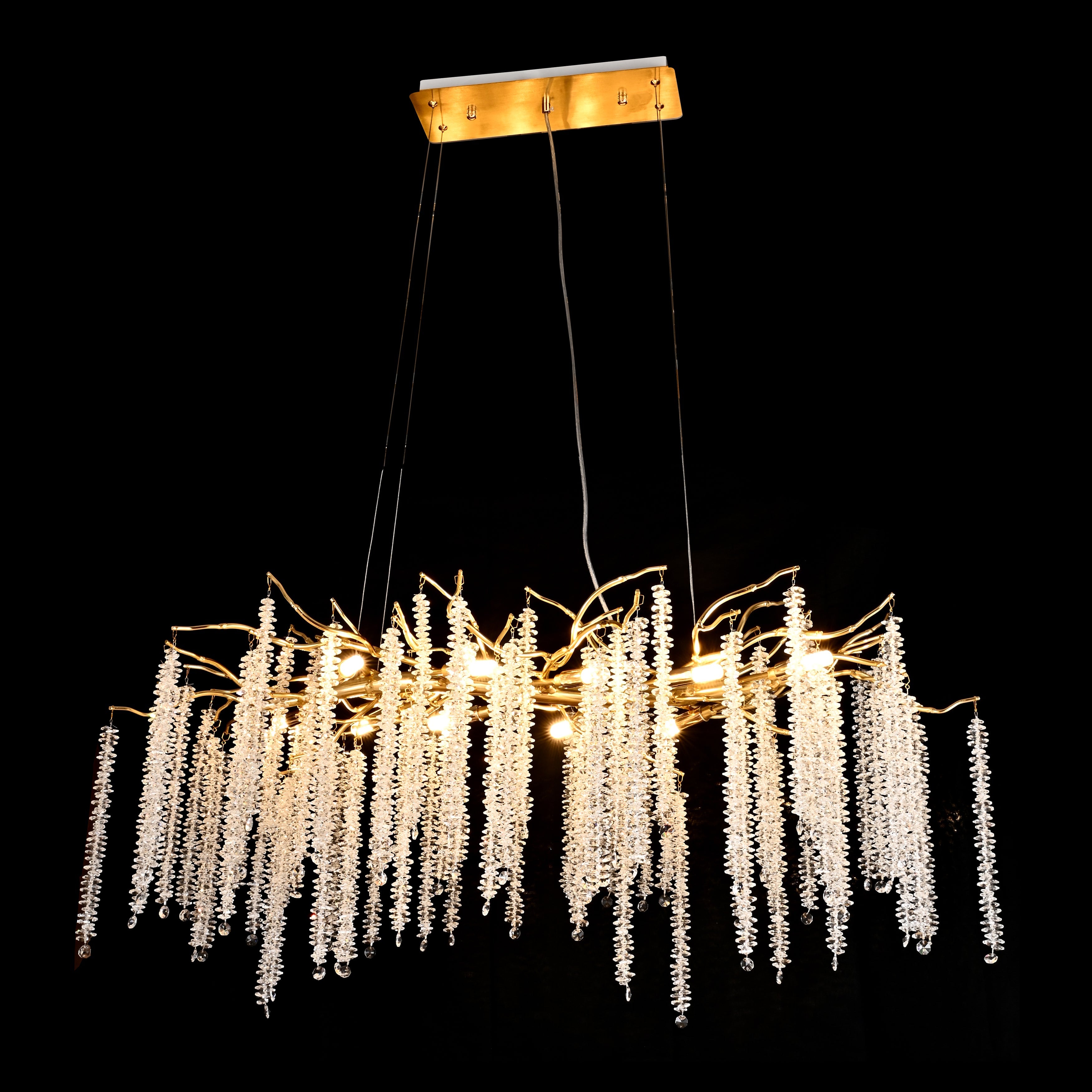 Catherine Crystal Rainfall Linear Branching Chandelier - Italian Concept - 