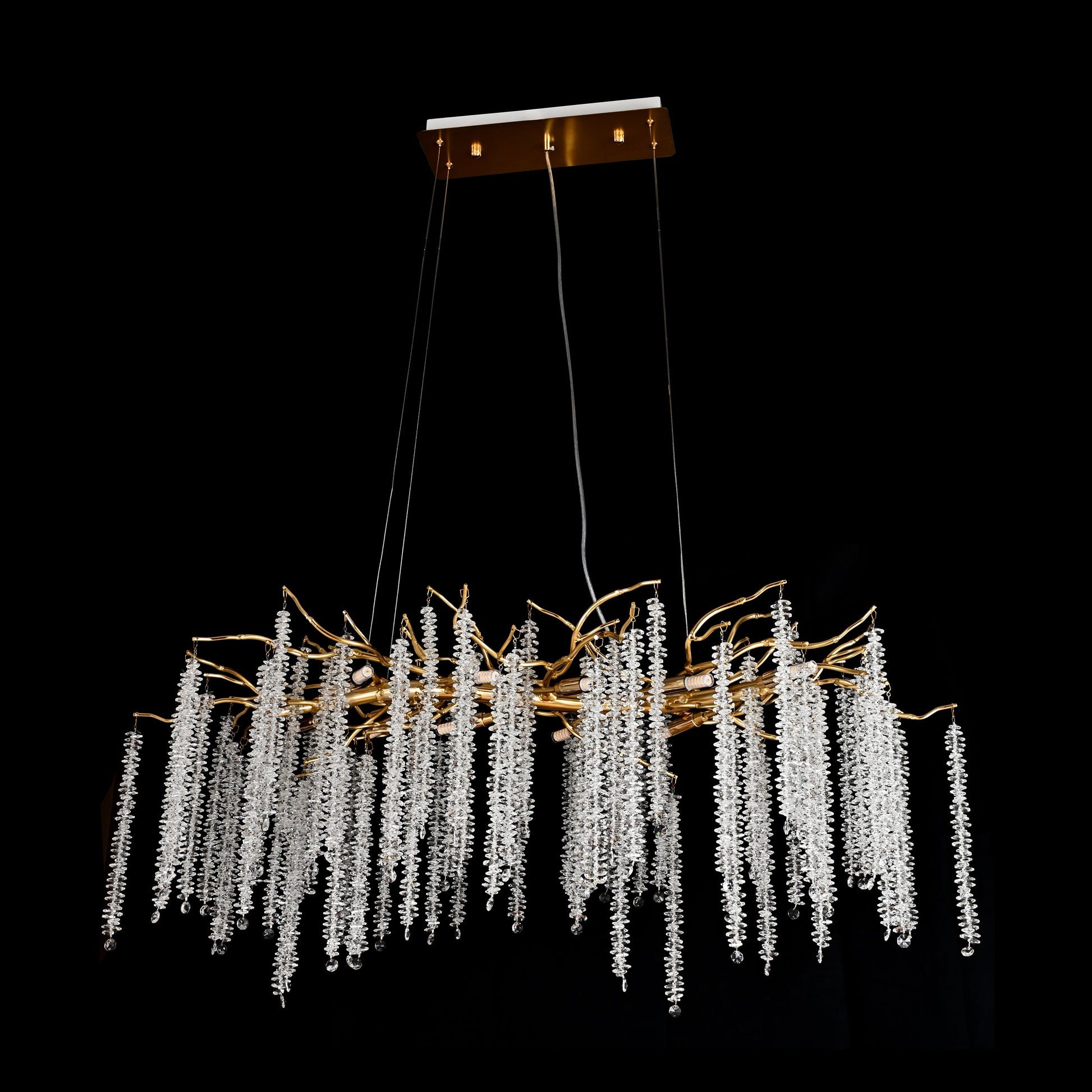 Catherine Crystal Rainfall Linear Branching Chandelier - Italian Concept - 