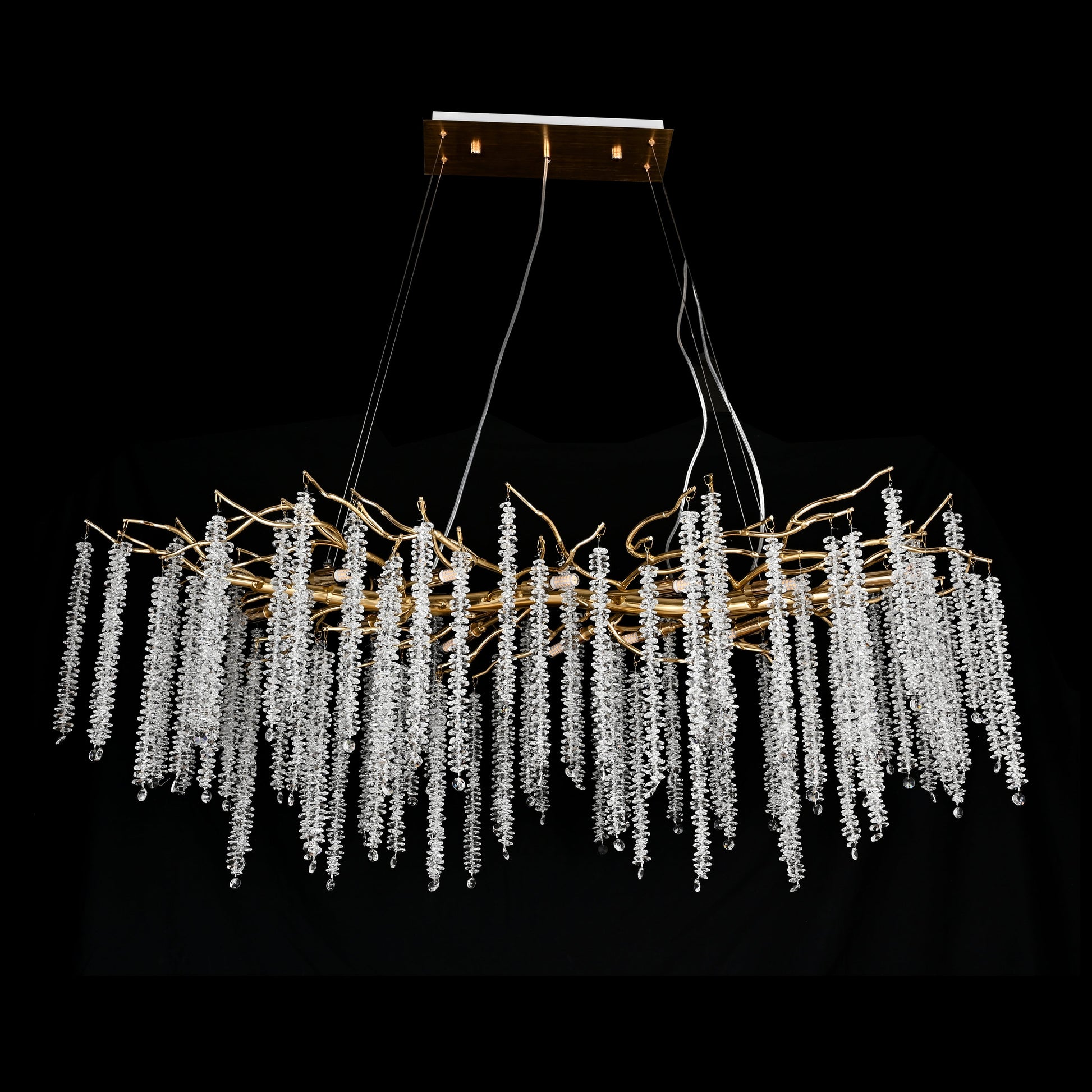 Catherine Crystal Rainfall Linear Branching Chandelier - Italian Concept - 