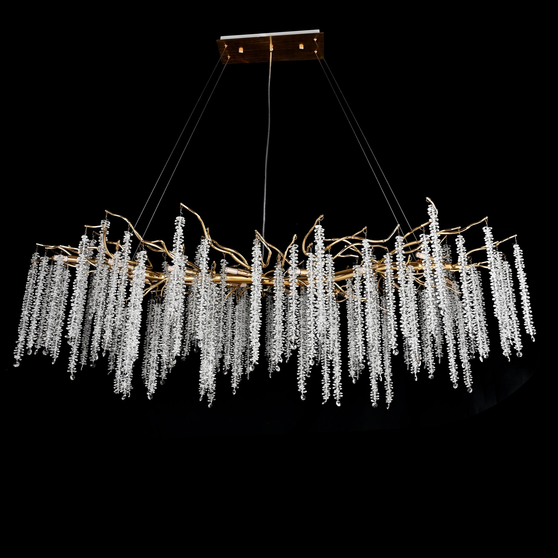 Catherine Crystal Rainfall Linear Branching Chandelier - Italian Concept - 