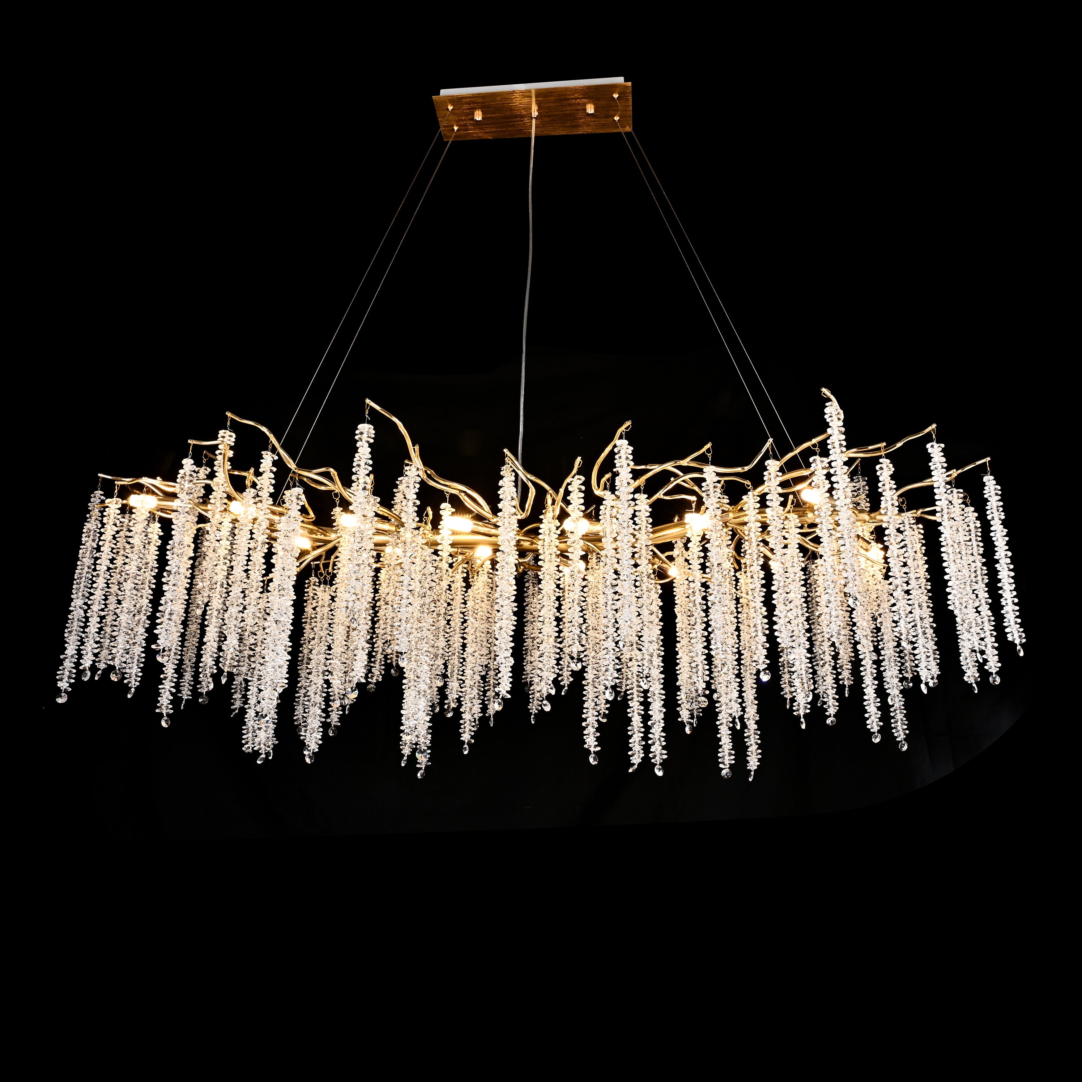Catherine Crystal Rainfall Linear Branching Chandelier - Italian Concept - 