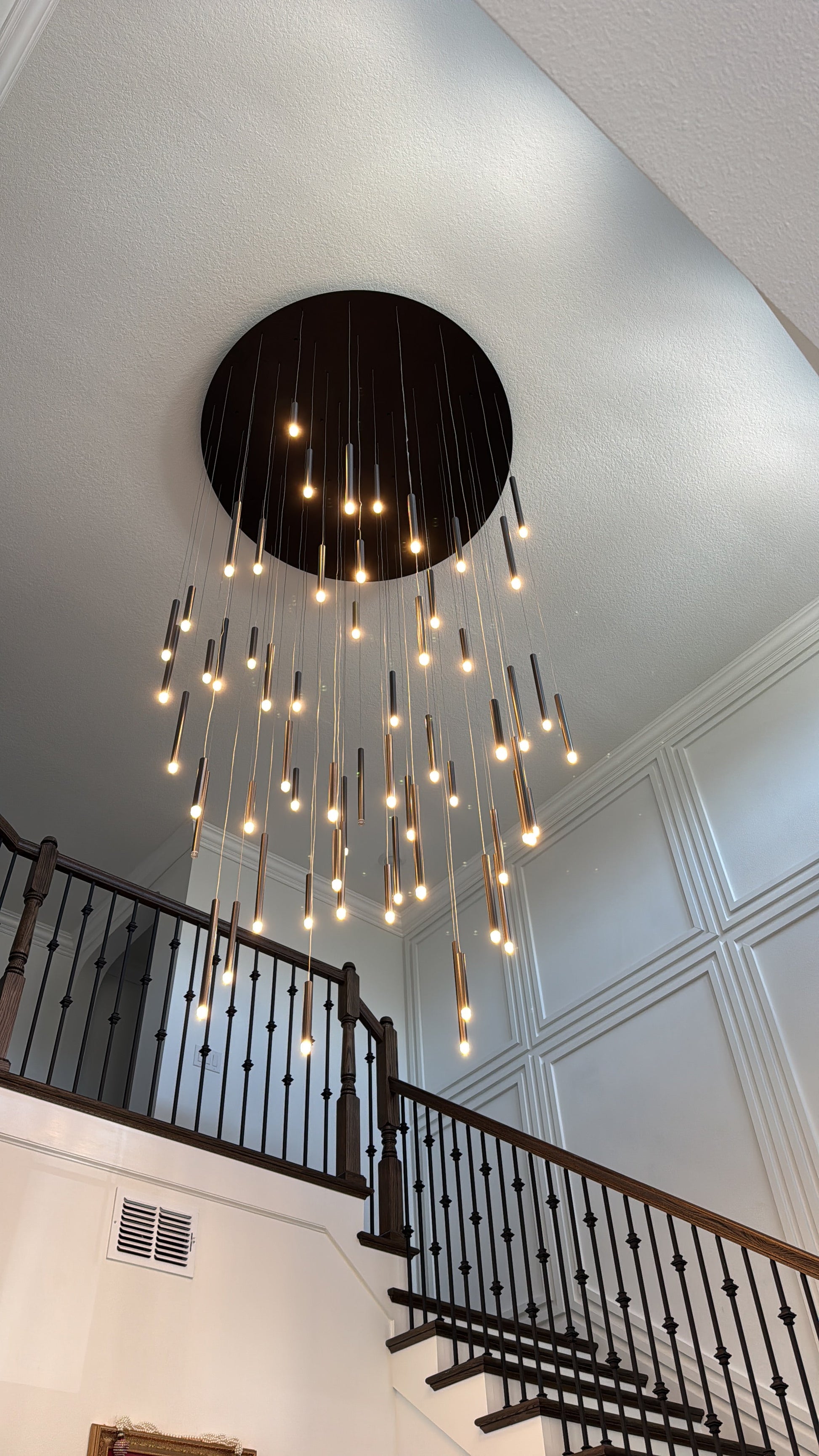 Bellini Round Metal Tubular Pendant Light Chandelier - Italian Concept -