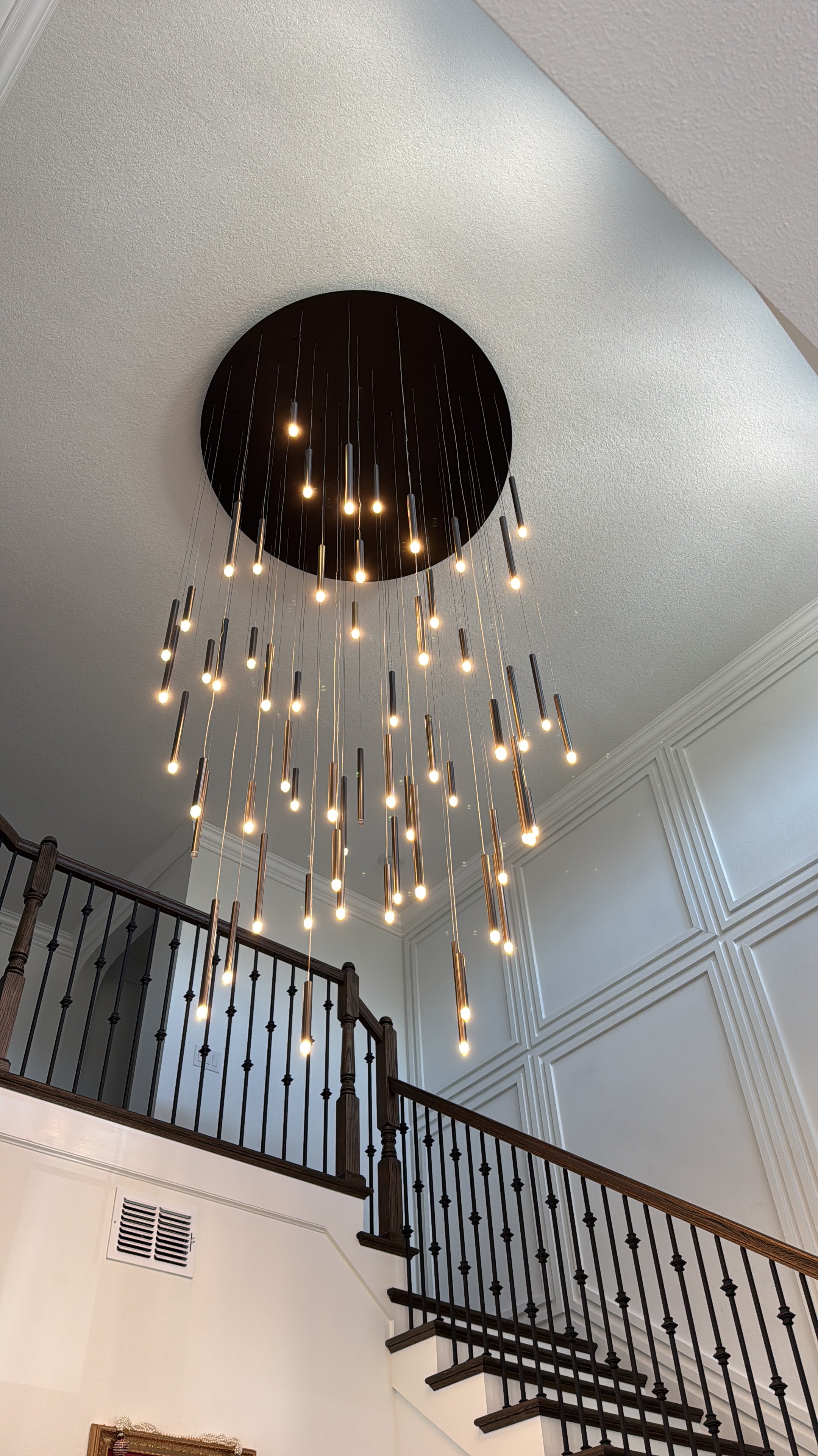 Bellini Round Metal Tubular Pendant Light Chandelier - Italian Concept -
