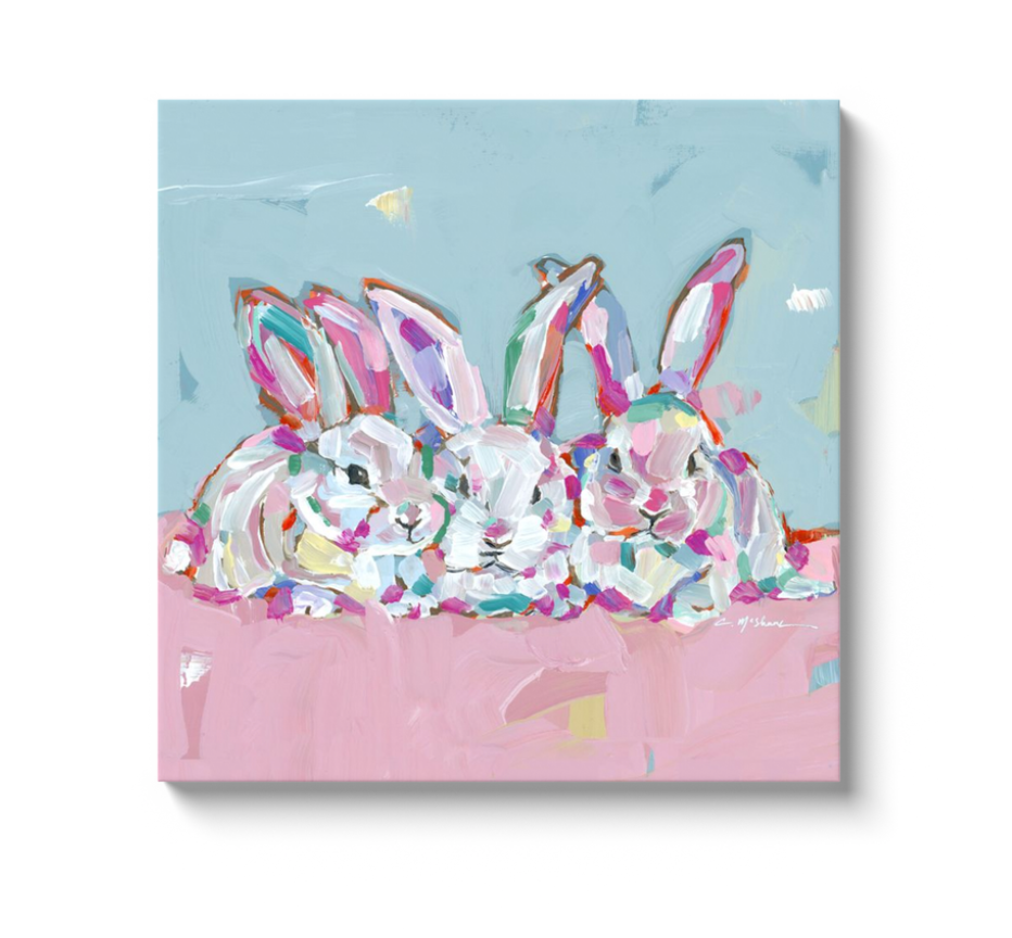 "Hip Hap Hop" bunnies on canvas