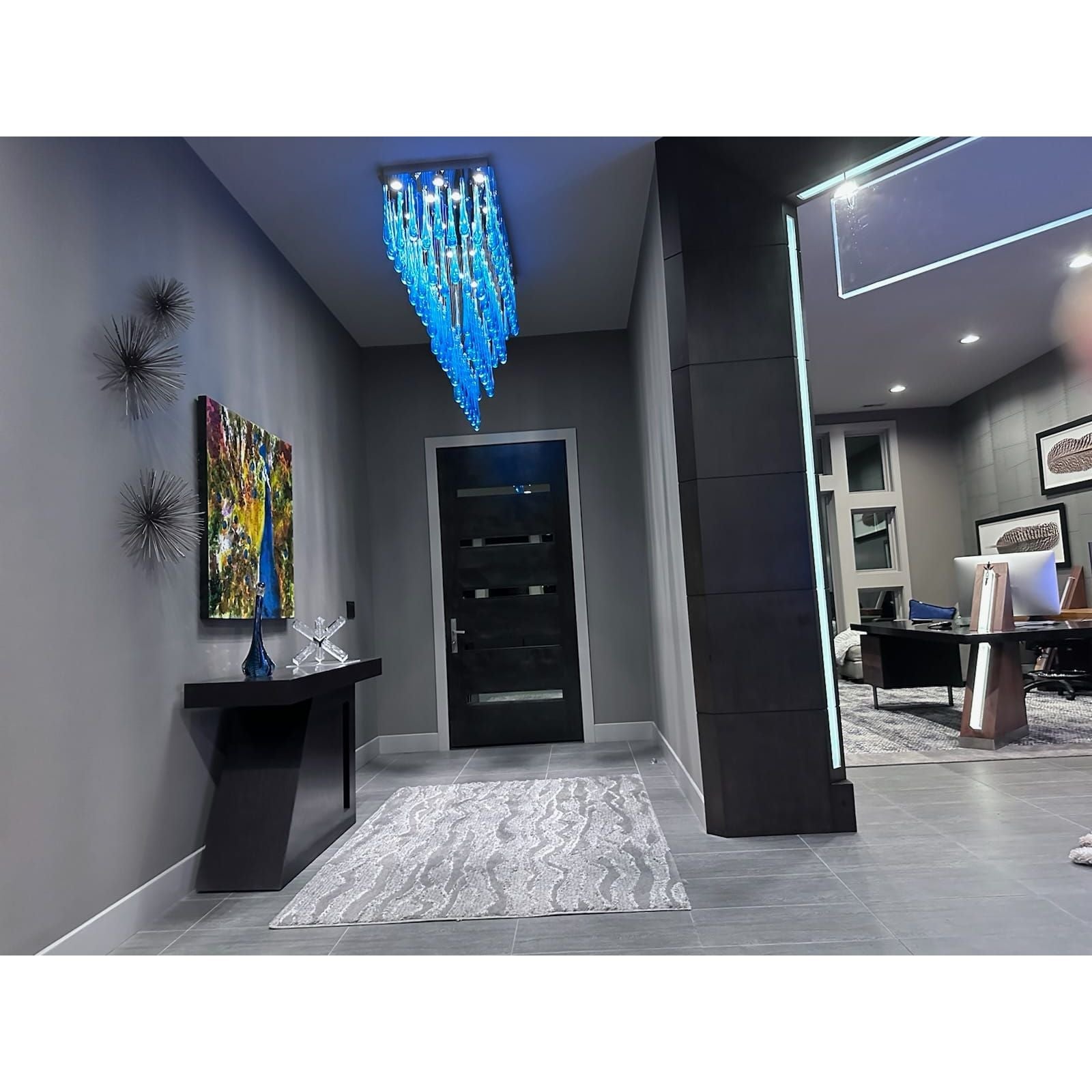 Blue Rainfall Murano Glass Chandelier