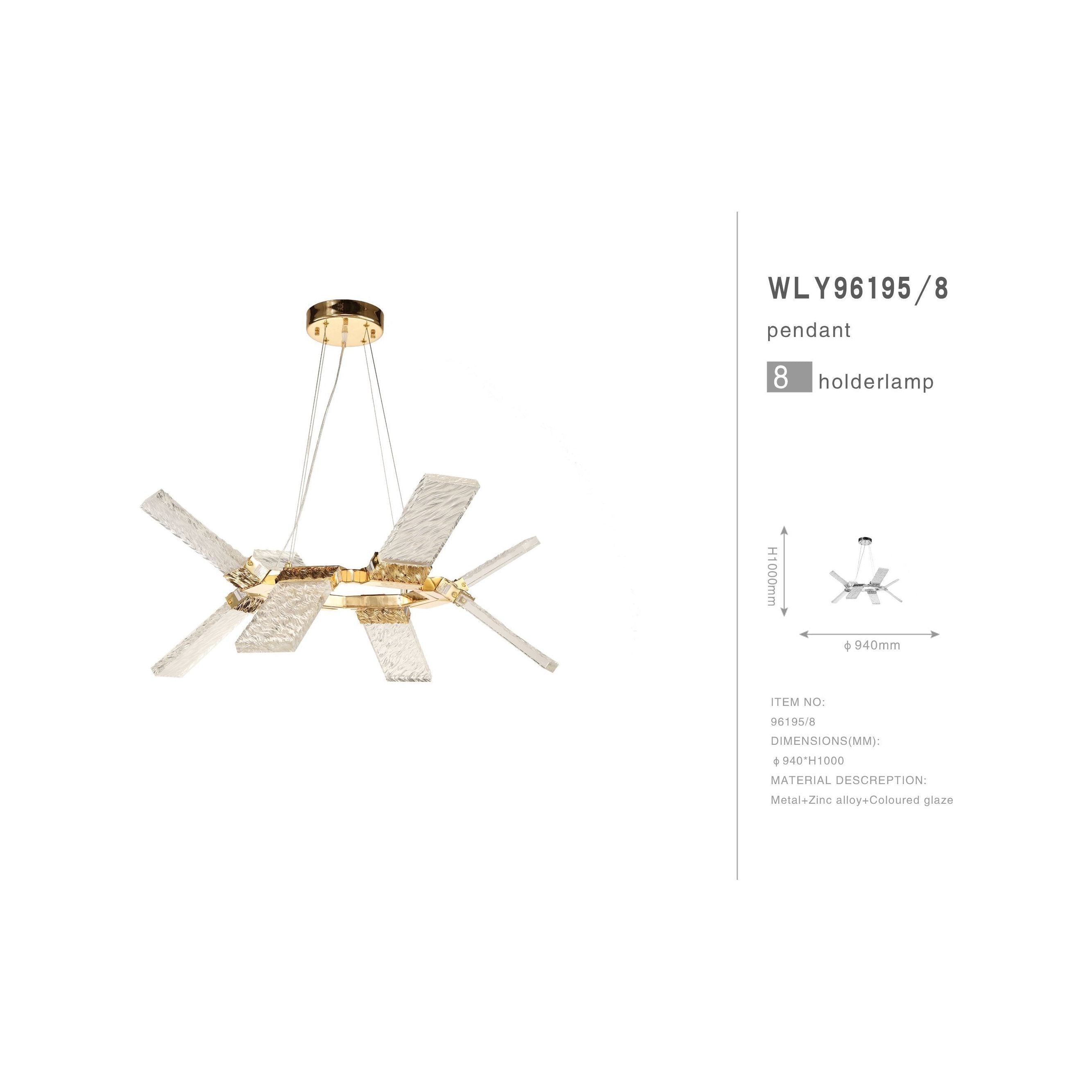 Aimee 1-Tier Angle LED Luxurious Glass Chandelier - Italian Concept - 