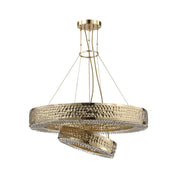 Ambrosi 2-Tier  Round Brass Crystal Ring Chandelier - Italian Concept - 