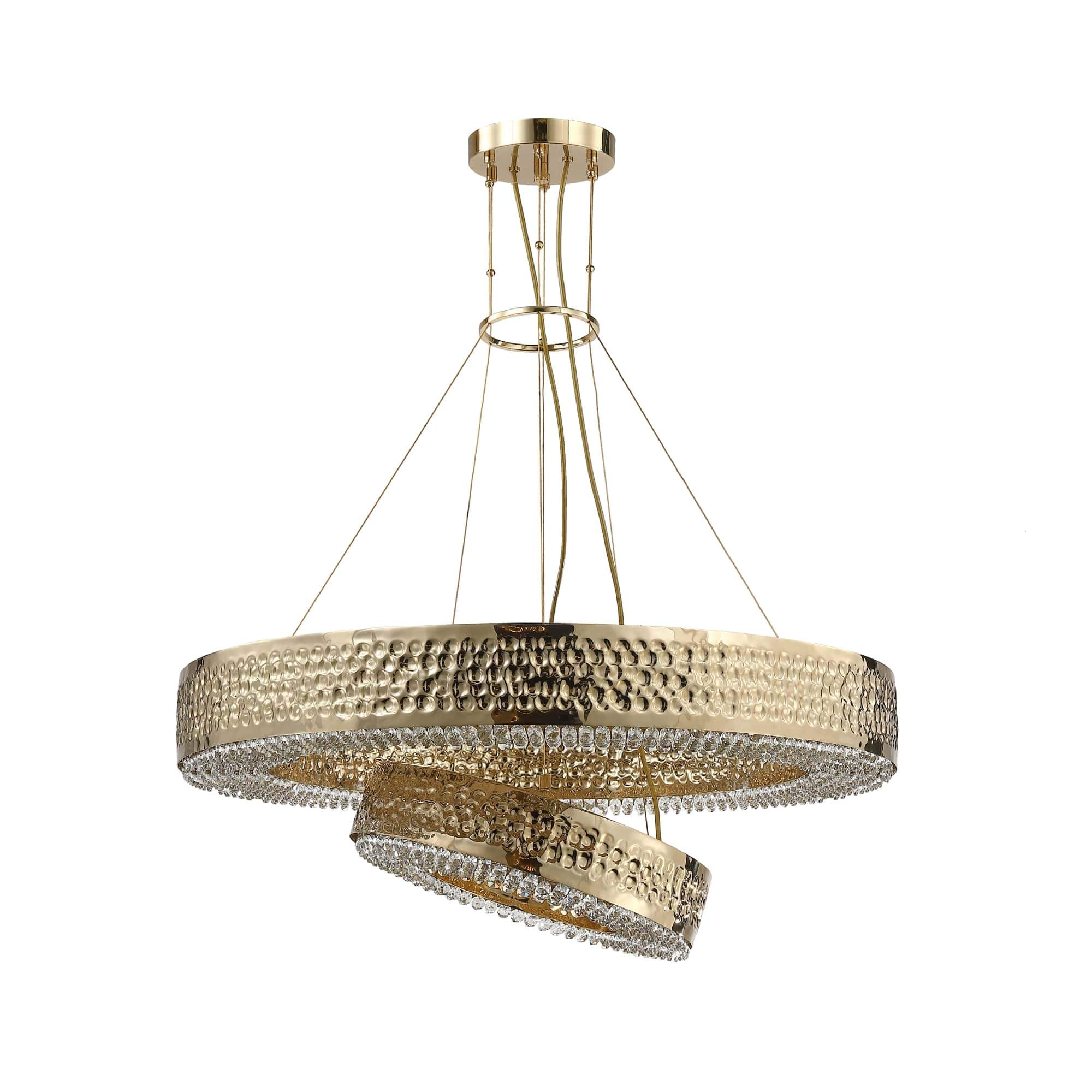 Ambrosi 2-Tier  Round Brass Crystal Ring Chandelier - Italian Concept - 