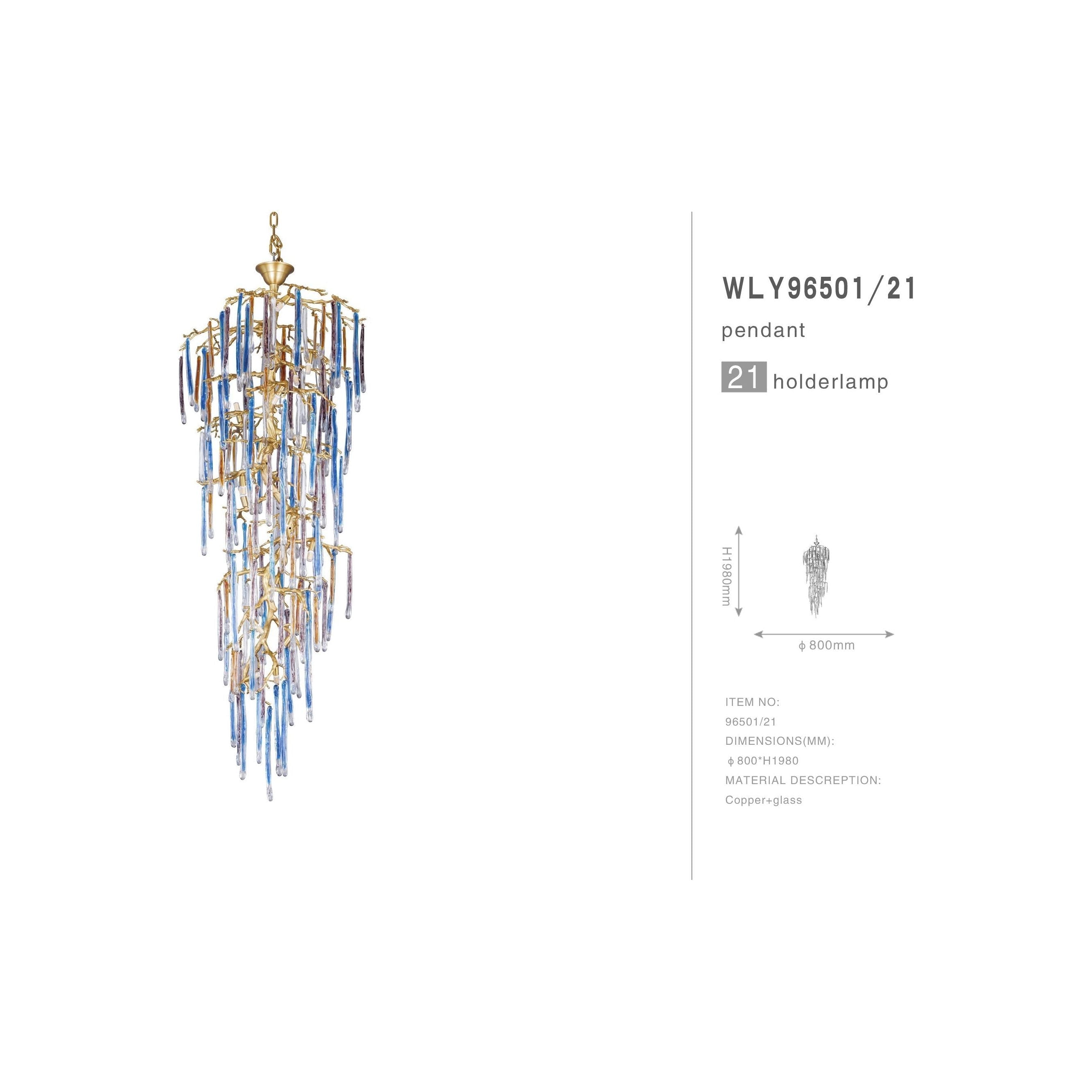Predella Branching Glass Foyer Chandelier - Italian Concept
