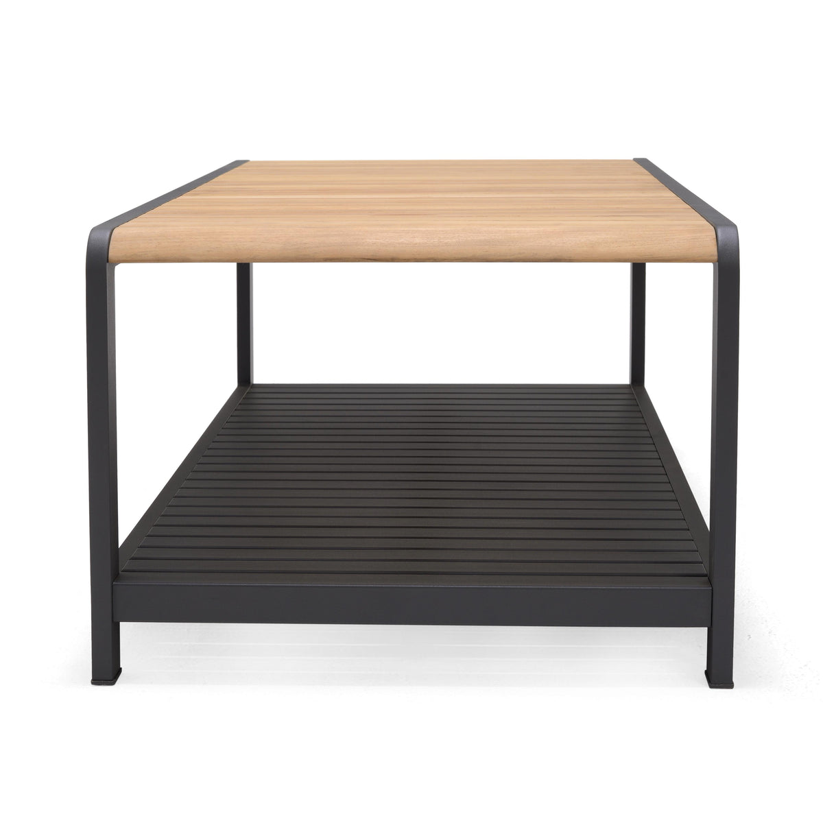 Amber Teak and Aluminum Rectangular Coffee Table