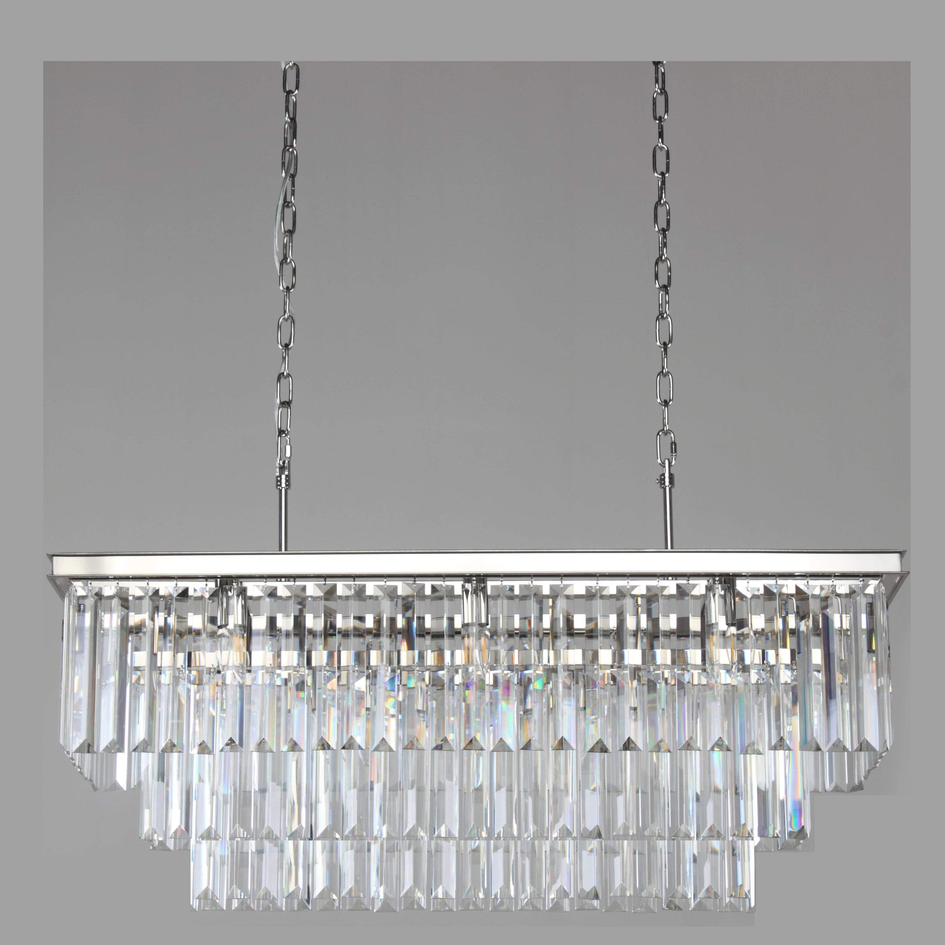 3-Tier Odeon Crystal Fringe Rectangular Chandelier - Italian Concept - 