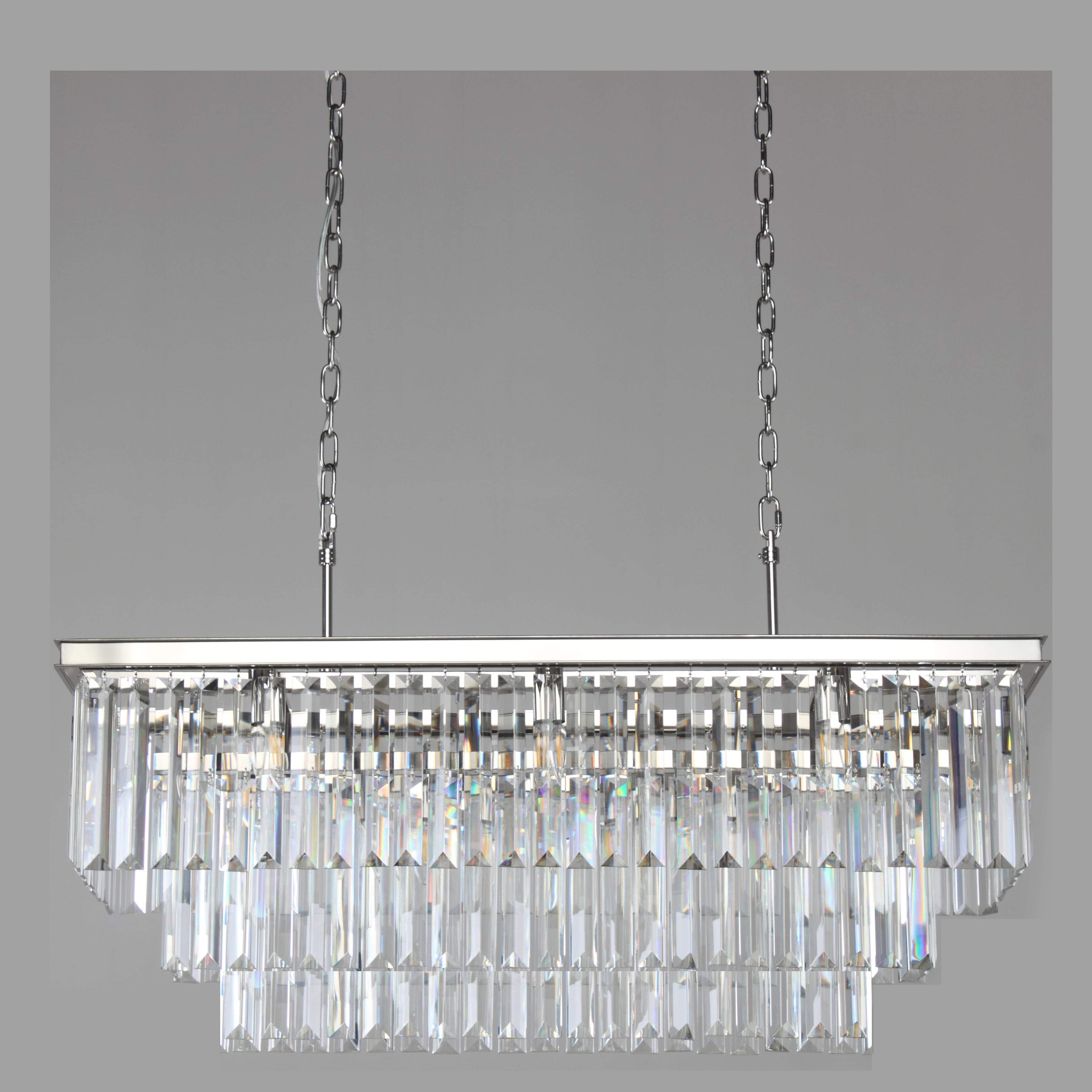 3-Tier Odeon Crystal Fringe Rectangular Chandelier - Italian Concept - 