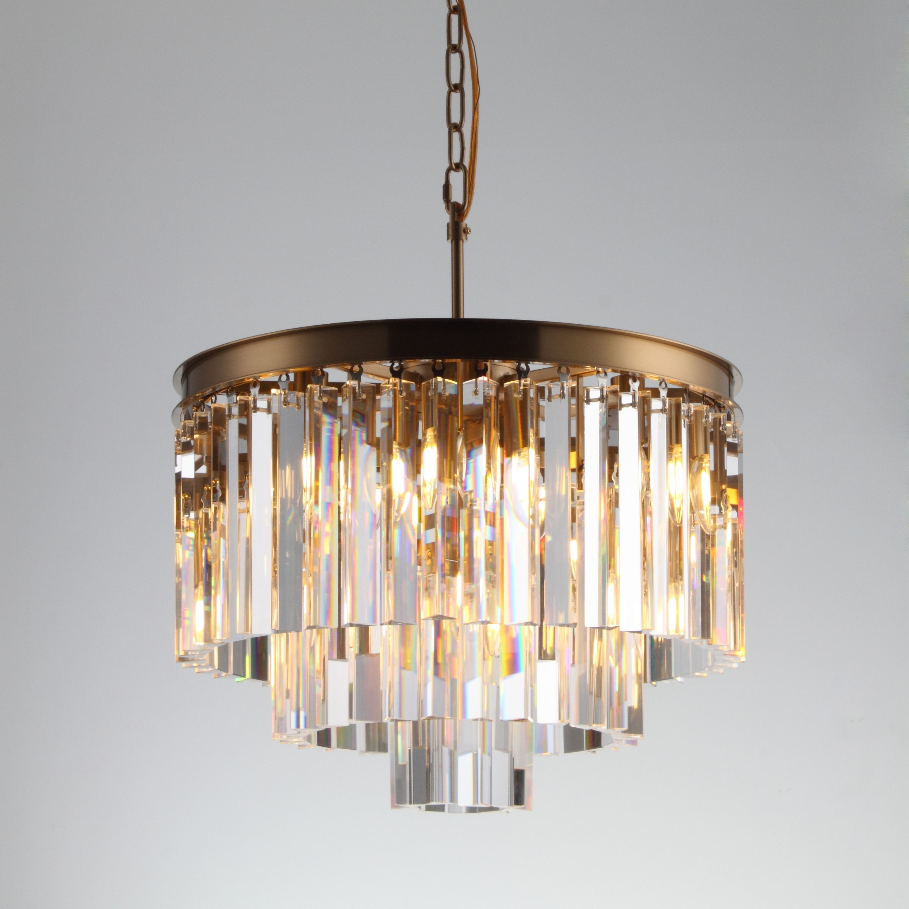 54" Wide Odeon Round Crystal Fringe Chandelier - Italian Concept - 