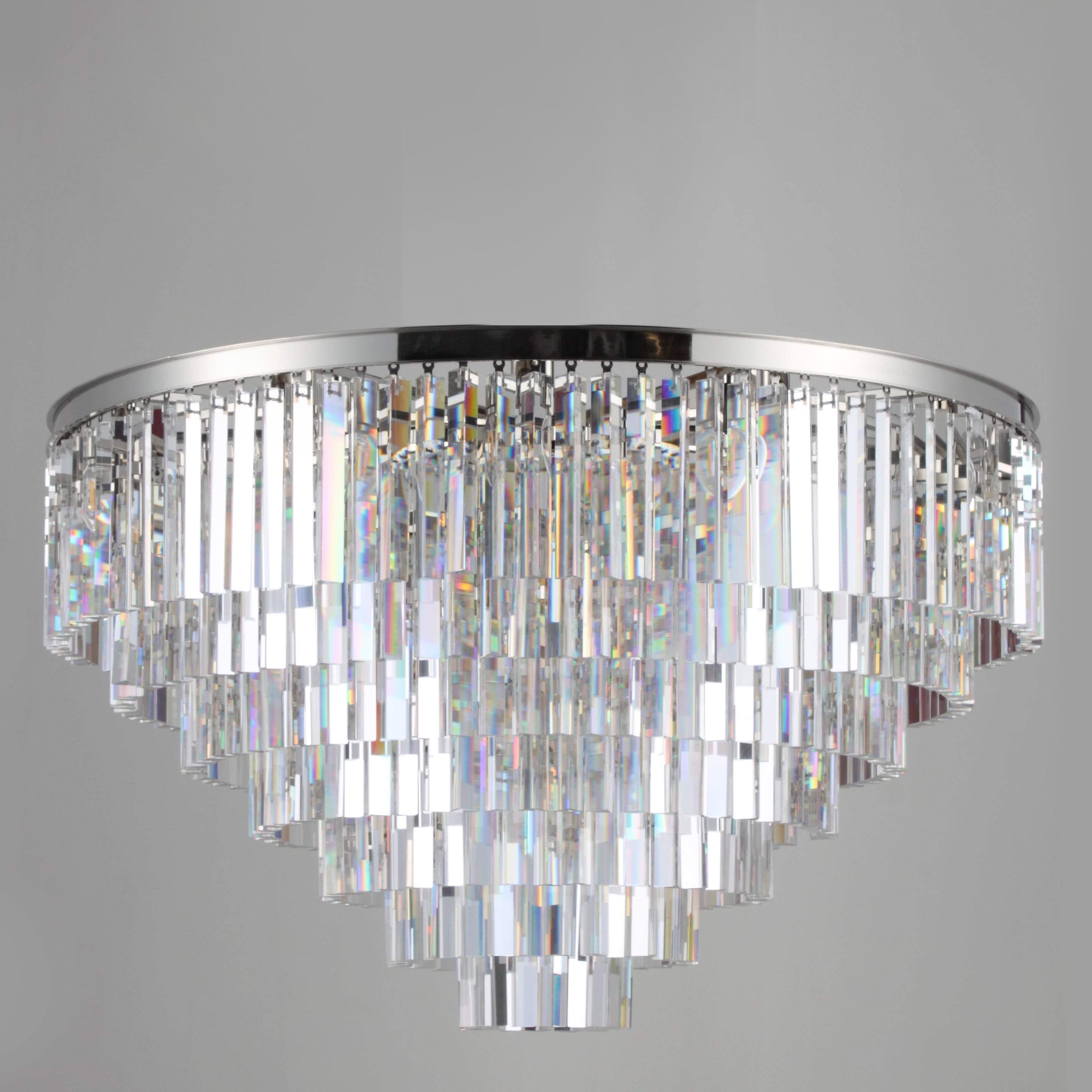 Flushmount Apex Odeon Tiered Round Crystal Fringe Chandelier Collection - Italian Concept - 