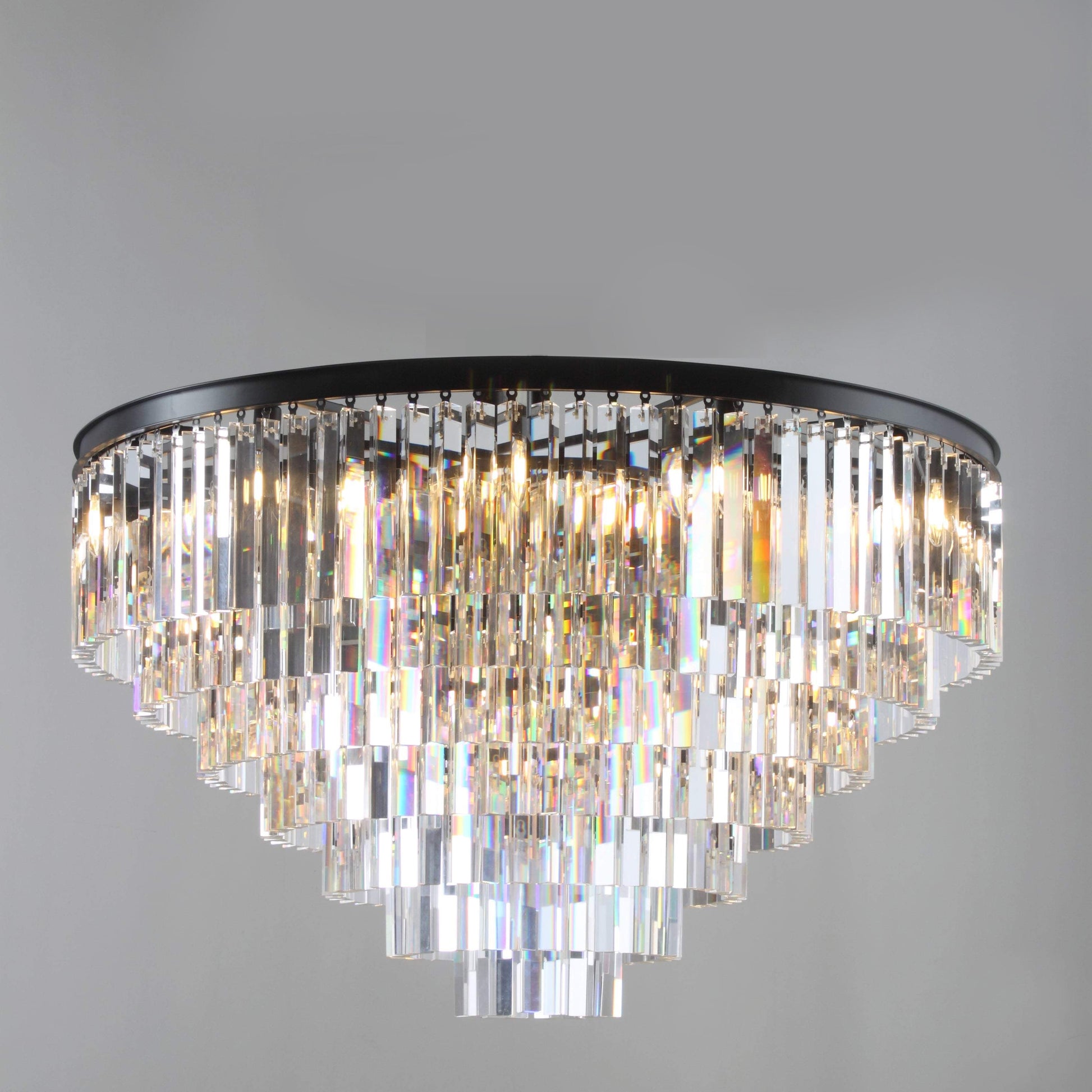 Flushmount Apex Odeon Tiered Round Crystal Fringe Chandelier Collection - Italian Concept - 