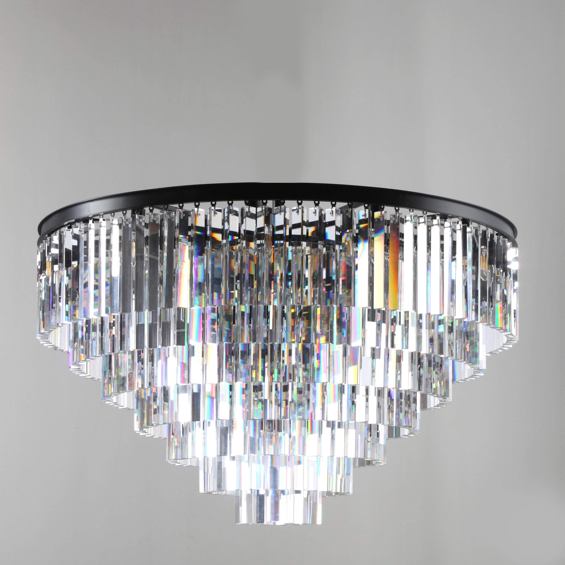Flushmount Apex Odeon Tiered Round Crystal Fringe Chandelier Collection - Italian Concept - 