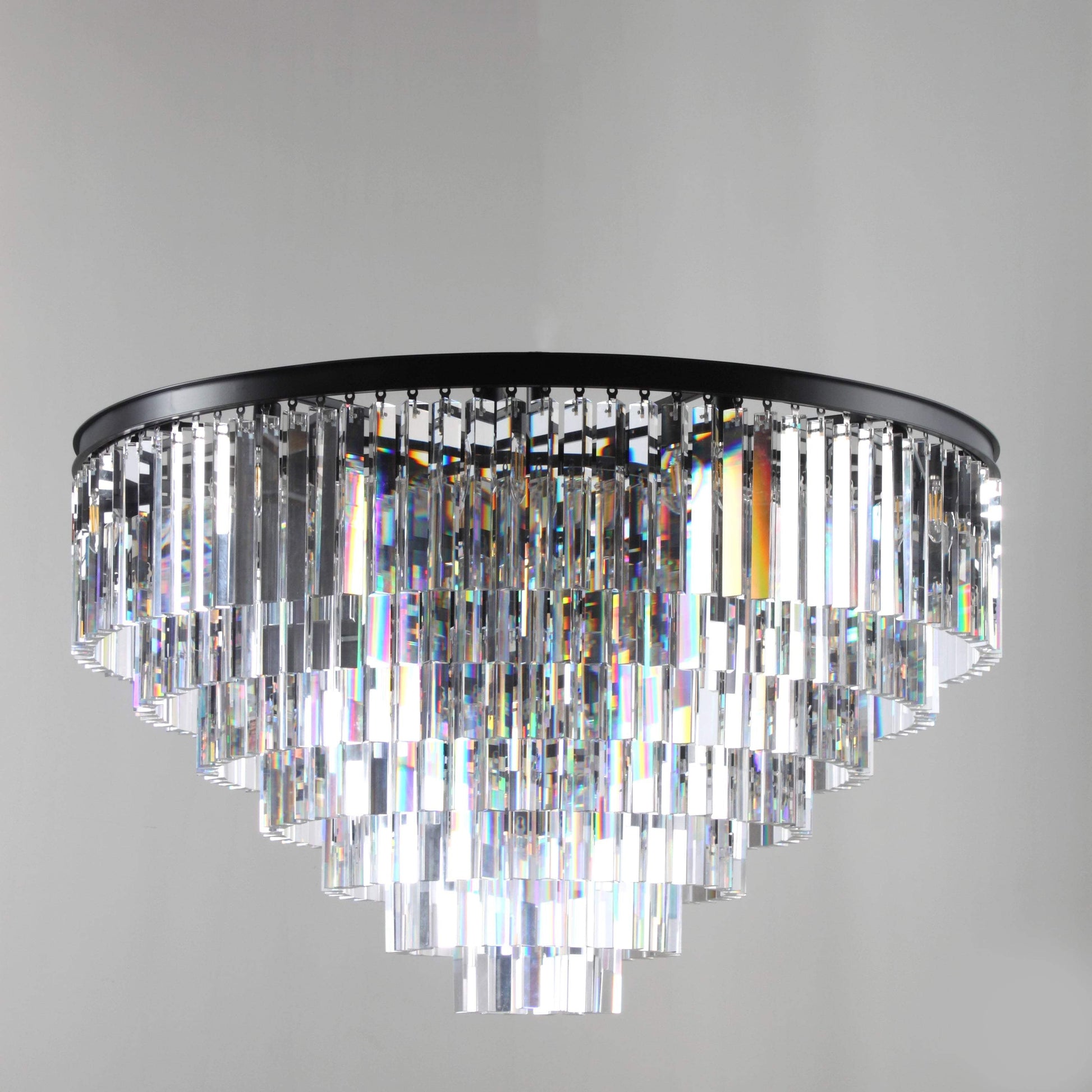 Flushmount Apex Odeon Tiered Round Crystal Fringe Chandelier Collection - Italian Concept - 