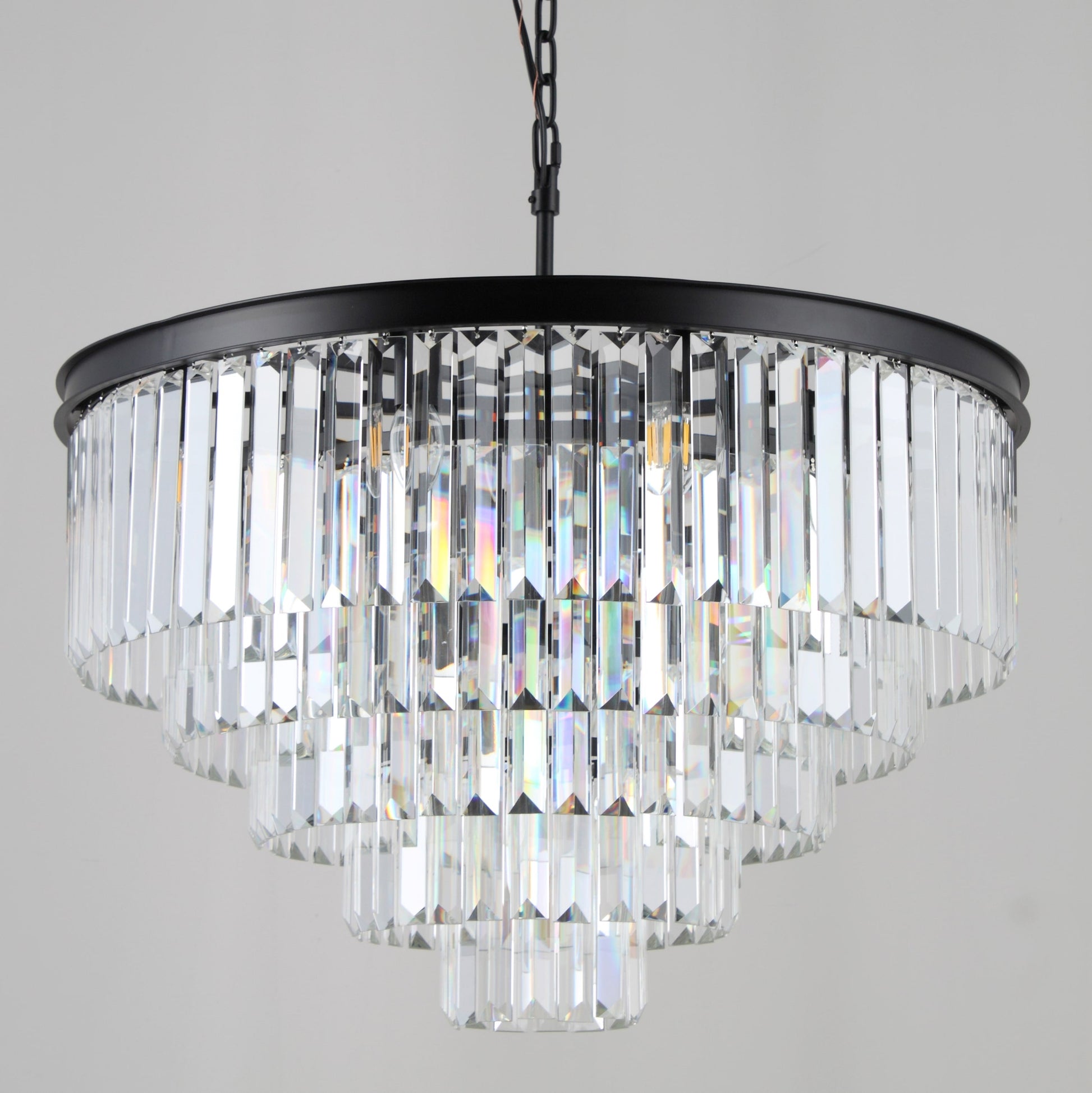 5-Tier Odeon Crystal Fringe Chandelier - Italian Concept - frame finish