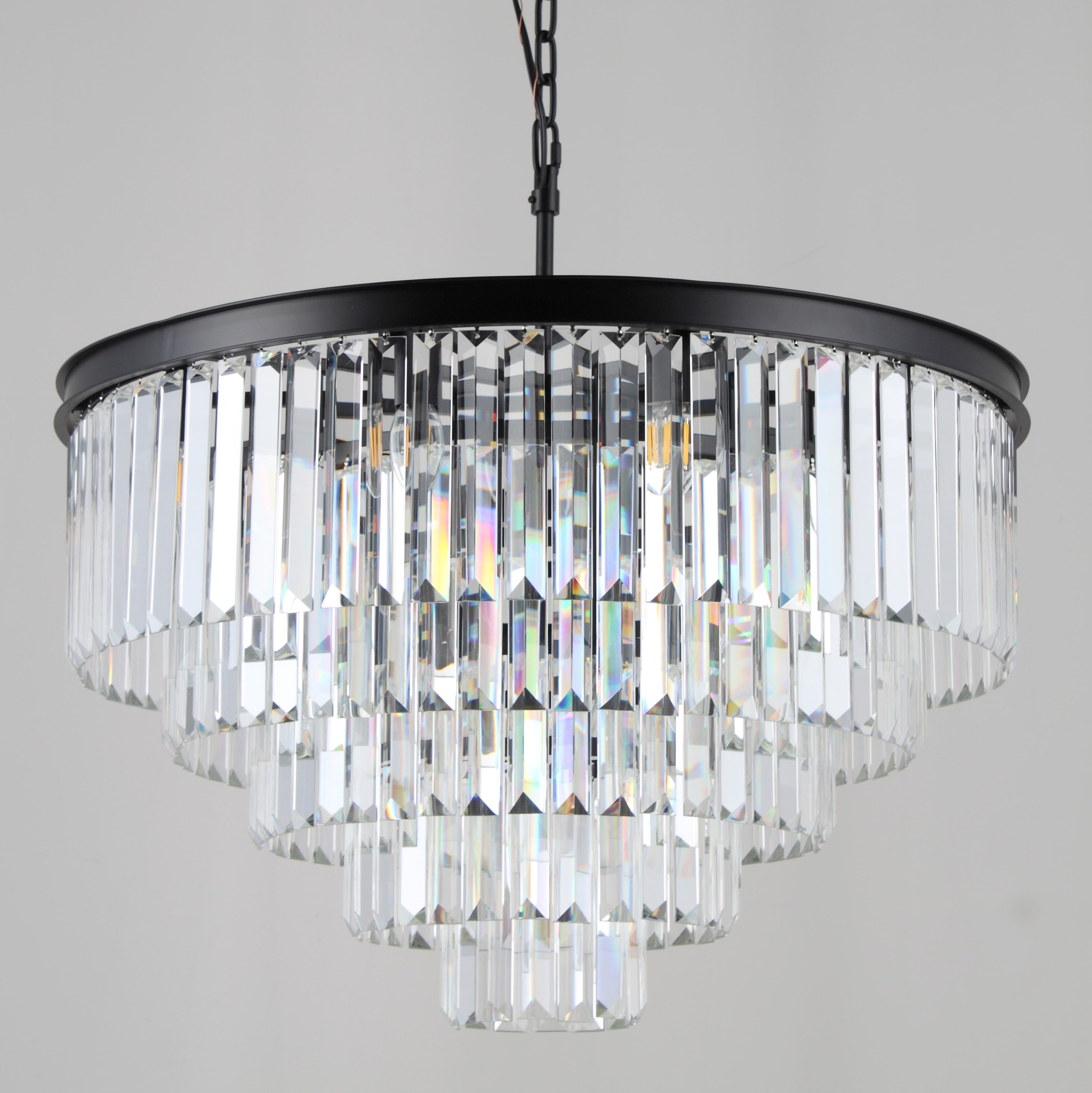 54" Wide Odeon Round Crystal Fringe Chandelier - Italian Concept - 