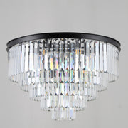 Flush-mount Odeon Round Tiered Crystal Fringe Chandelier Collection - Italian Concept - 