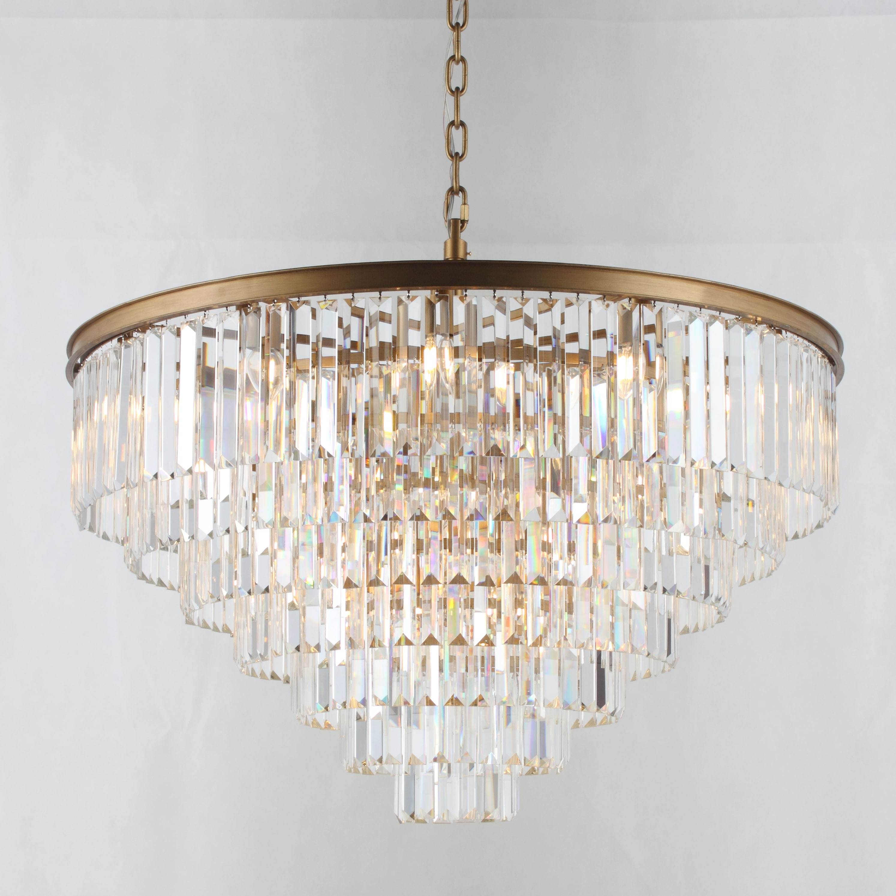 54" Wide Odeon Round Crystal Fringe Chandelier - Italian Concept - 