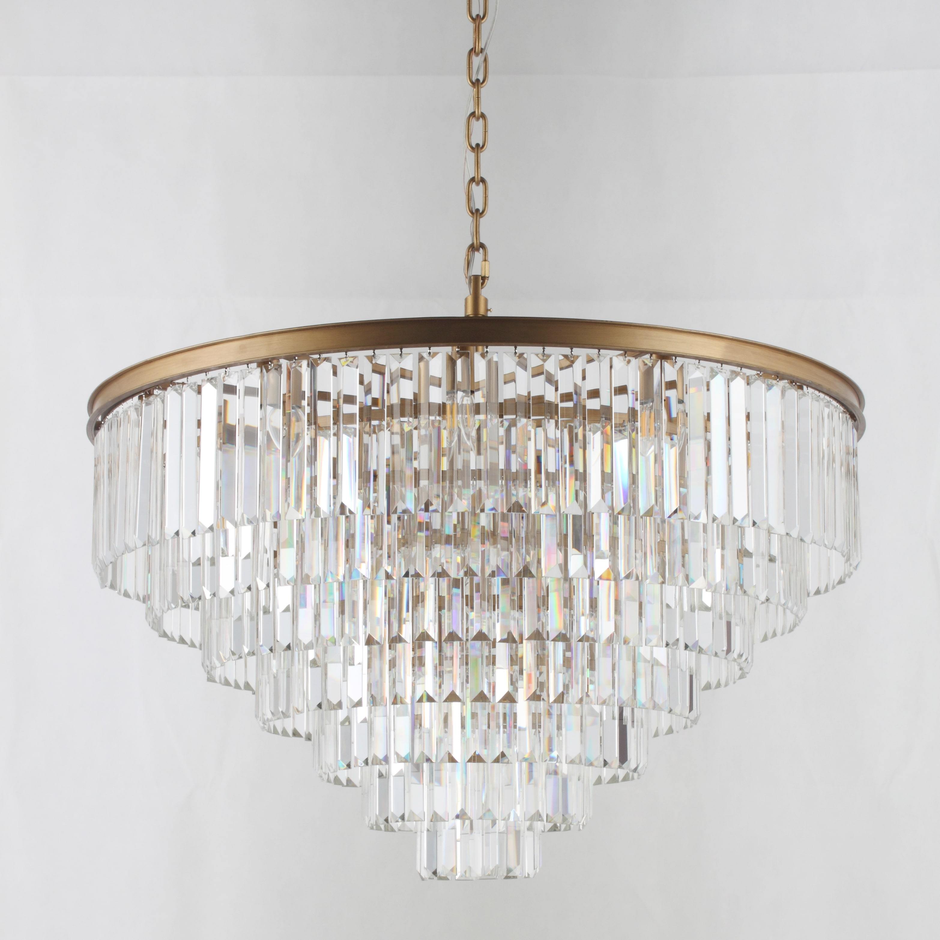 54" Wide Odeon Round Crystal Fringe Chandelier - Italian Concept - 
