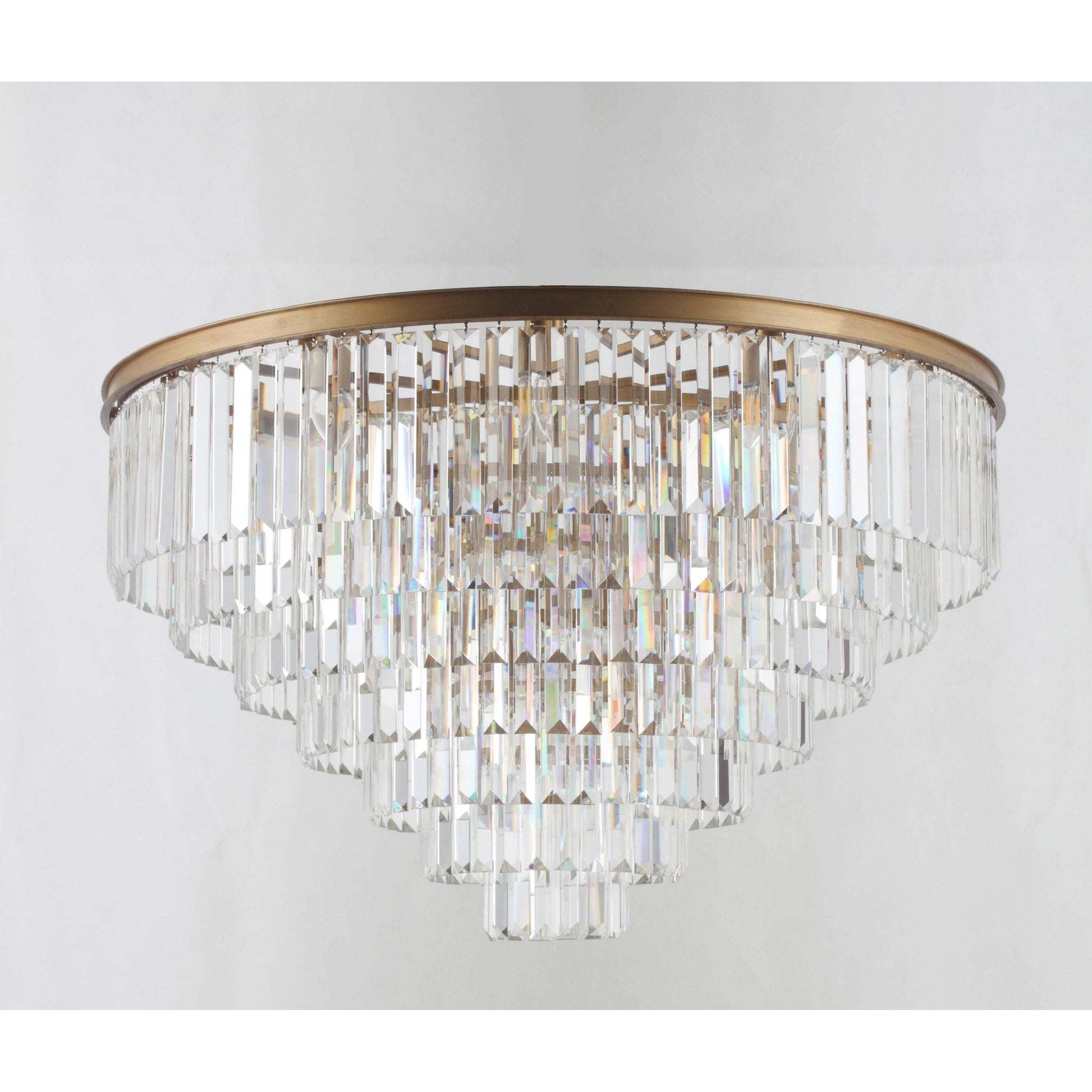 Flush-mount Odeon Round Tiered Crystal Fringe Chandelier Collection - Italian Concept - 