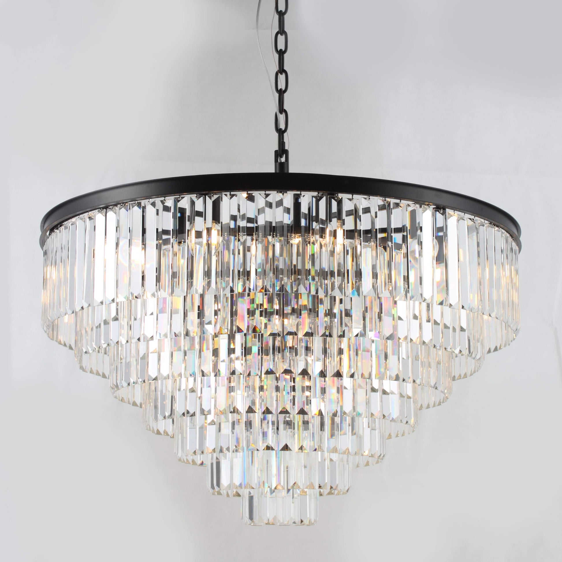 54" Wide Odeon Round Crystal Fringe Chandelier - Italian Concept - 