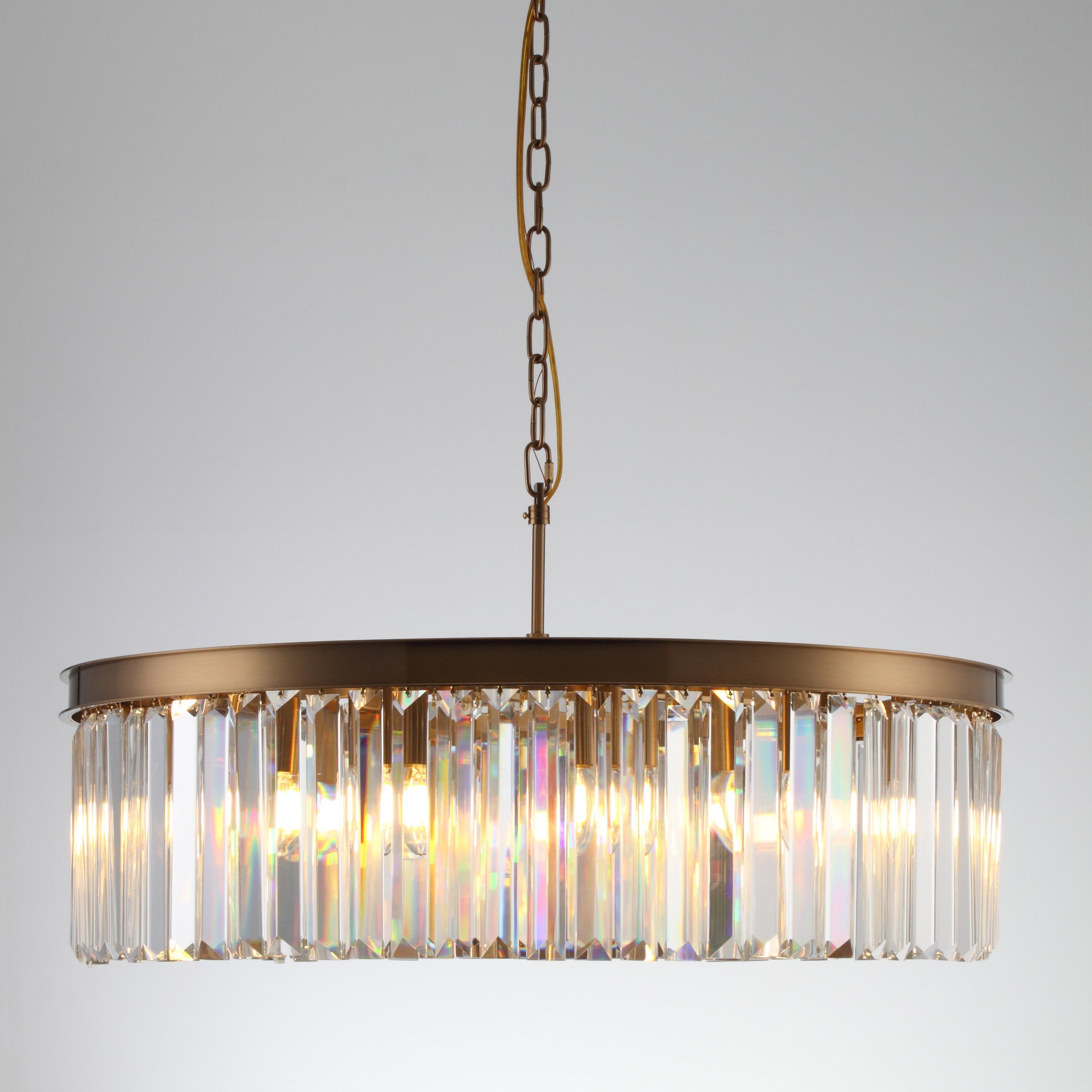 Apex Odeon 1-Tier Round Fringe Crystal Prism Chandelier - Italian Concept - 
