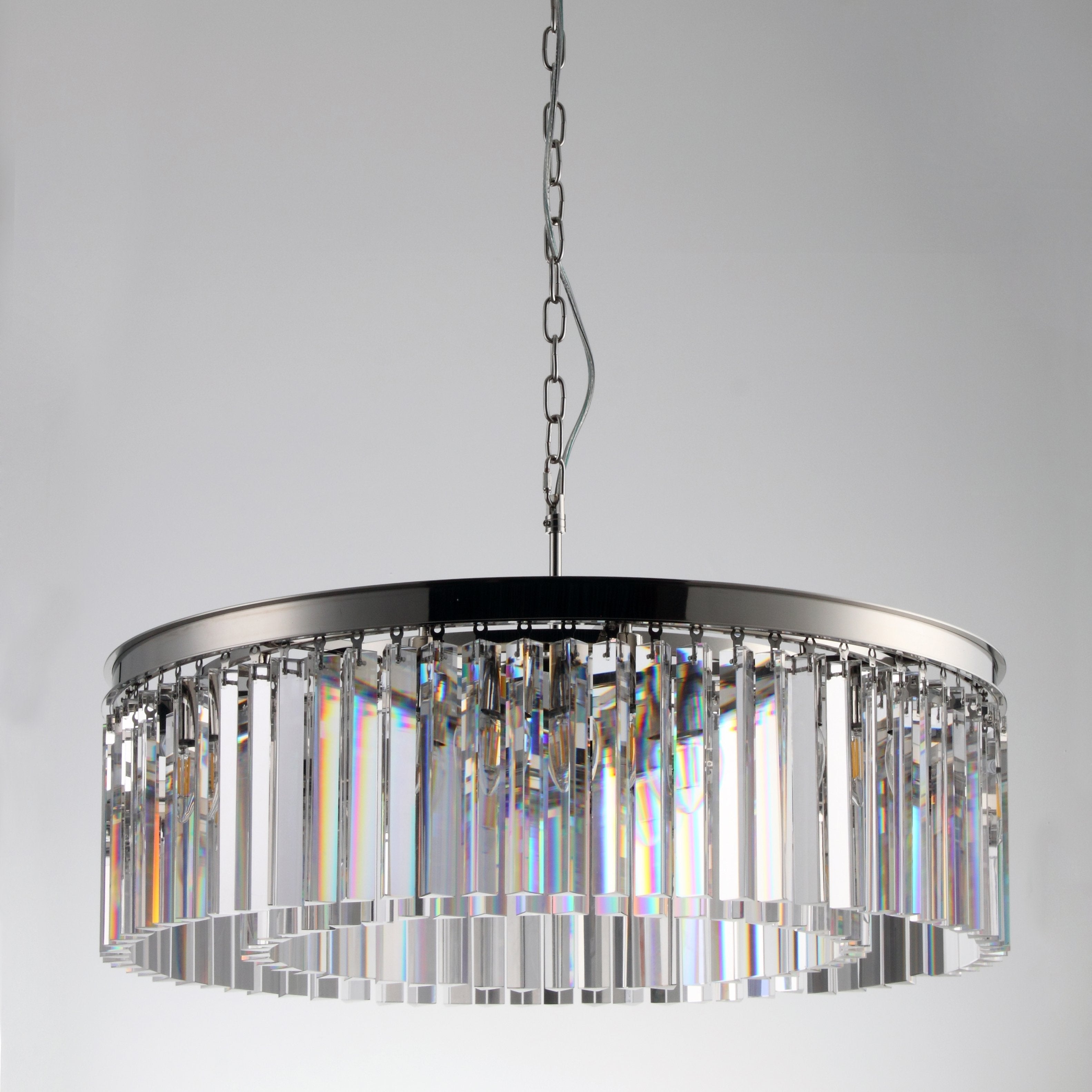 Apex Odeon 1-Tier Round Fringe Crystal Prism Chandelier - Italian Concept - 