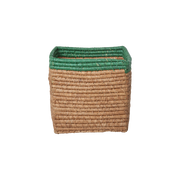 Small Square Raffia Storage Basket - Tea
