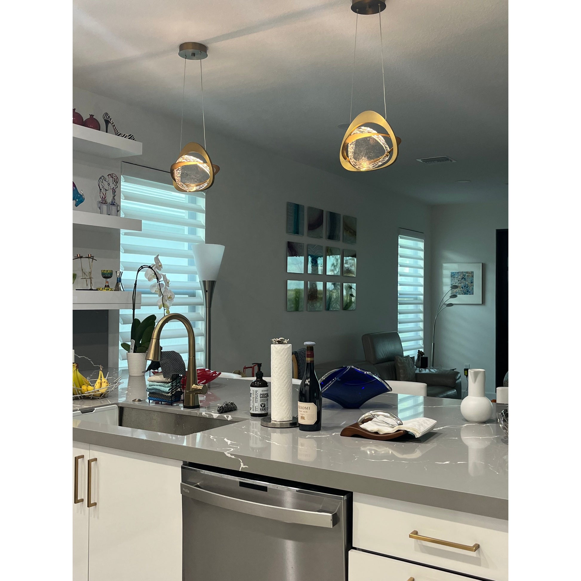 Natural Stone LED Industrial Crystal Pendant Light