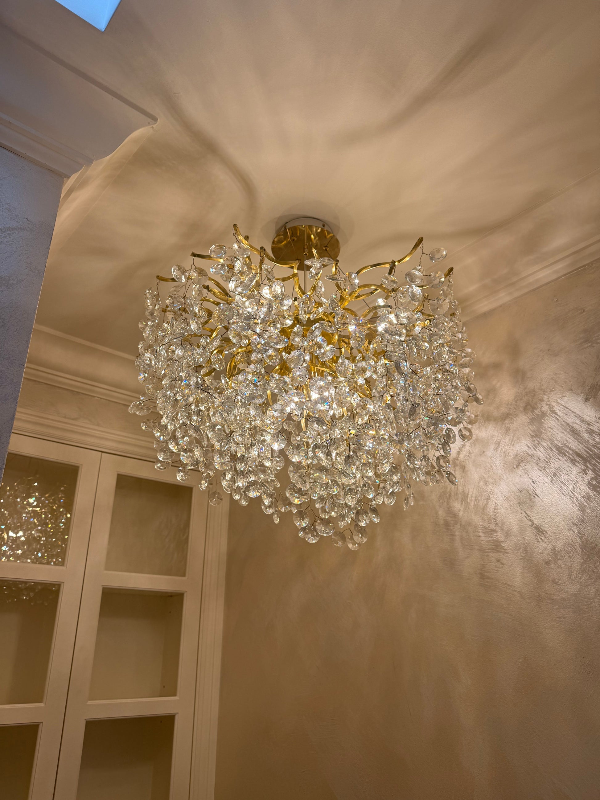 Crystal Quatre Round Branching Penny Chandelier - Italian Concept -
