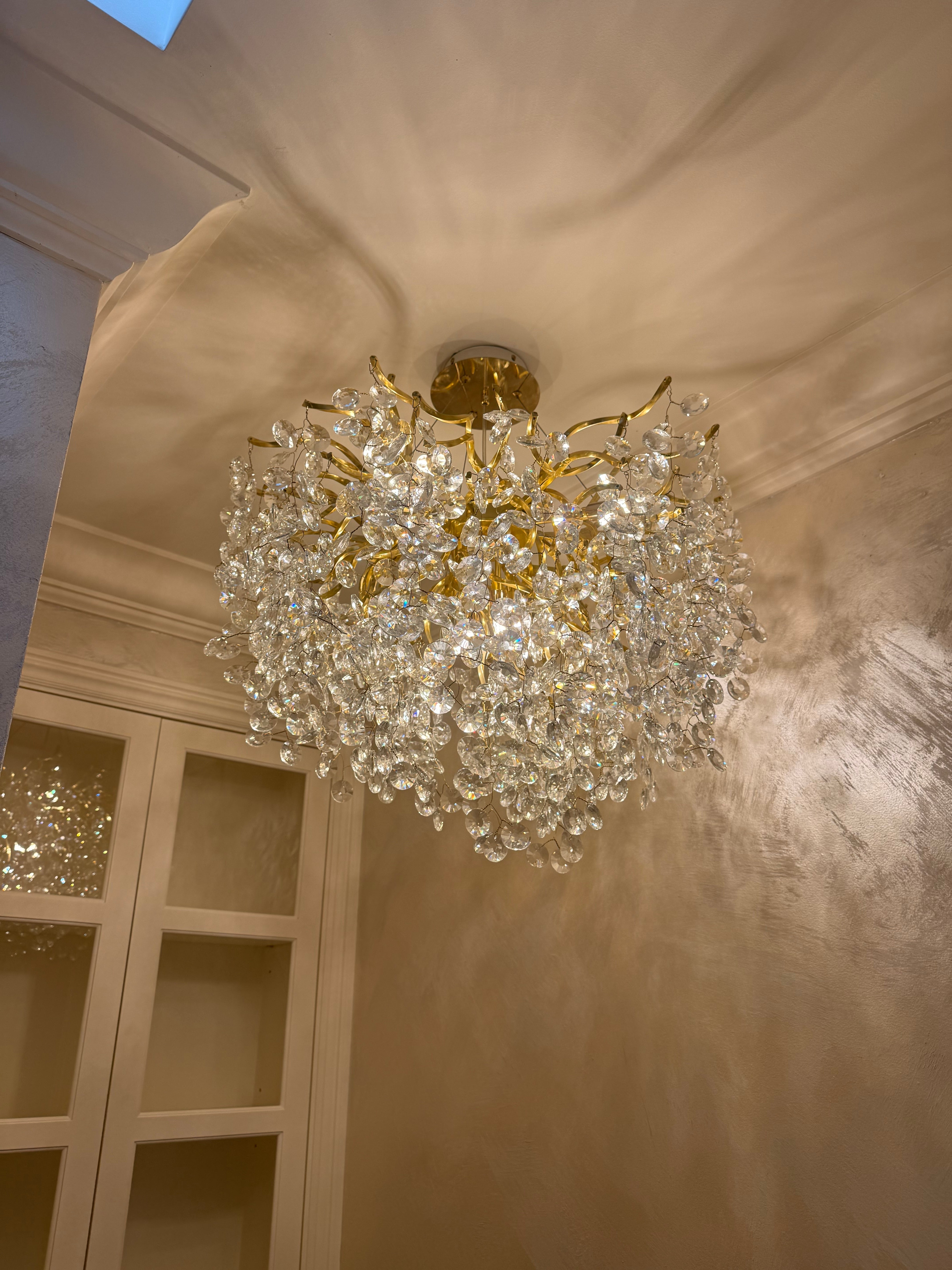 Crystal Quatre Round Branching Penny Chandelier - Italian Concept -