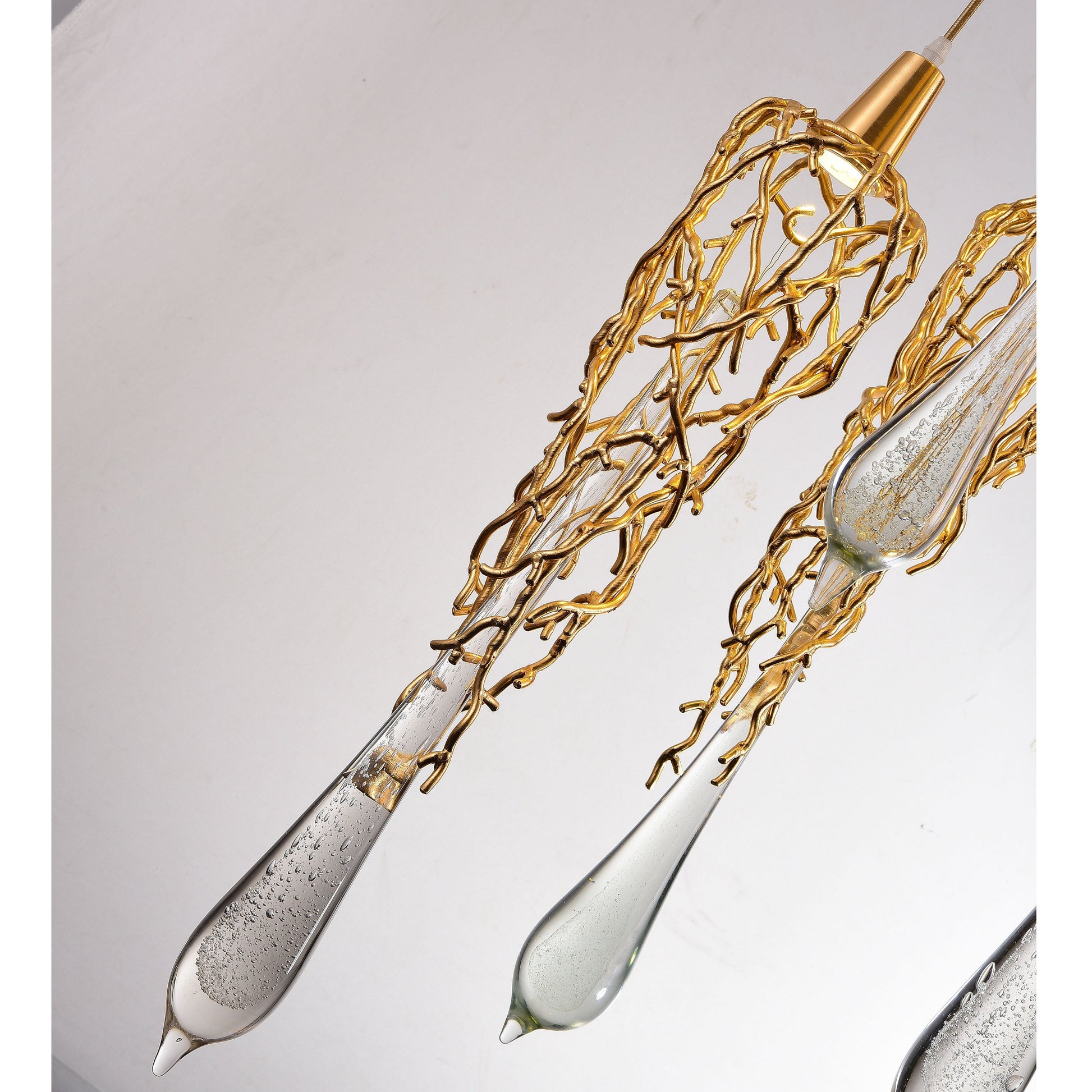Organic Round Branching Brass Teardrop Pendant - Italian Concept