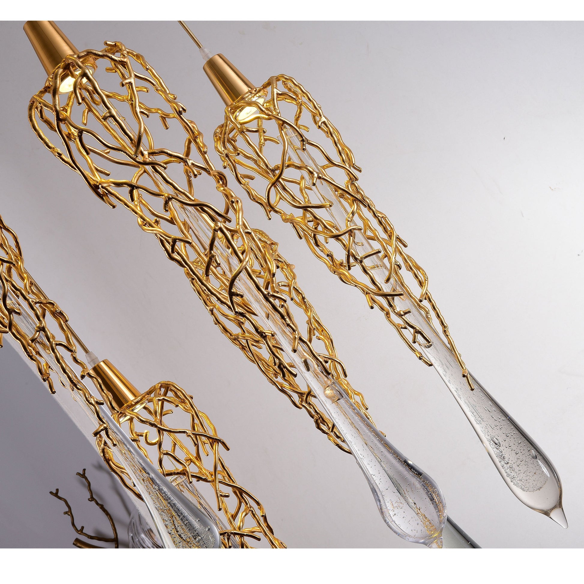Organic Single Branching Brass Teardrop Pendant - Italian Concept