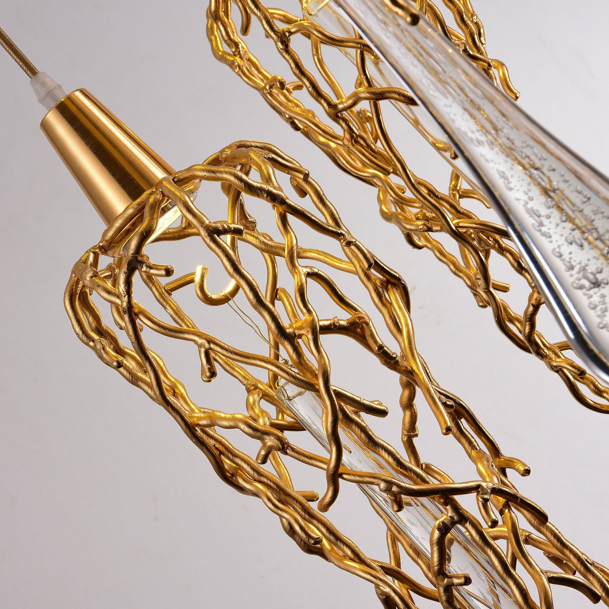 Organic Round Branching Brass Teardrop Pendant - Italian Concept