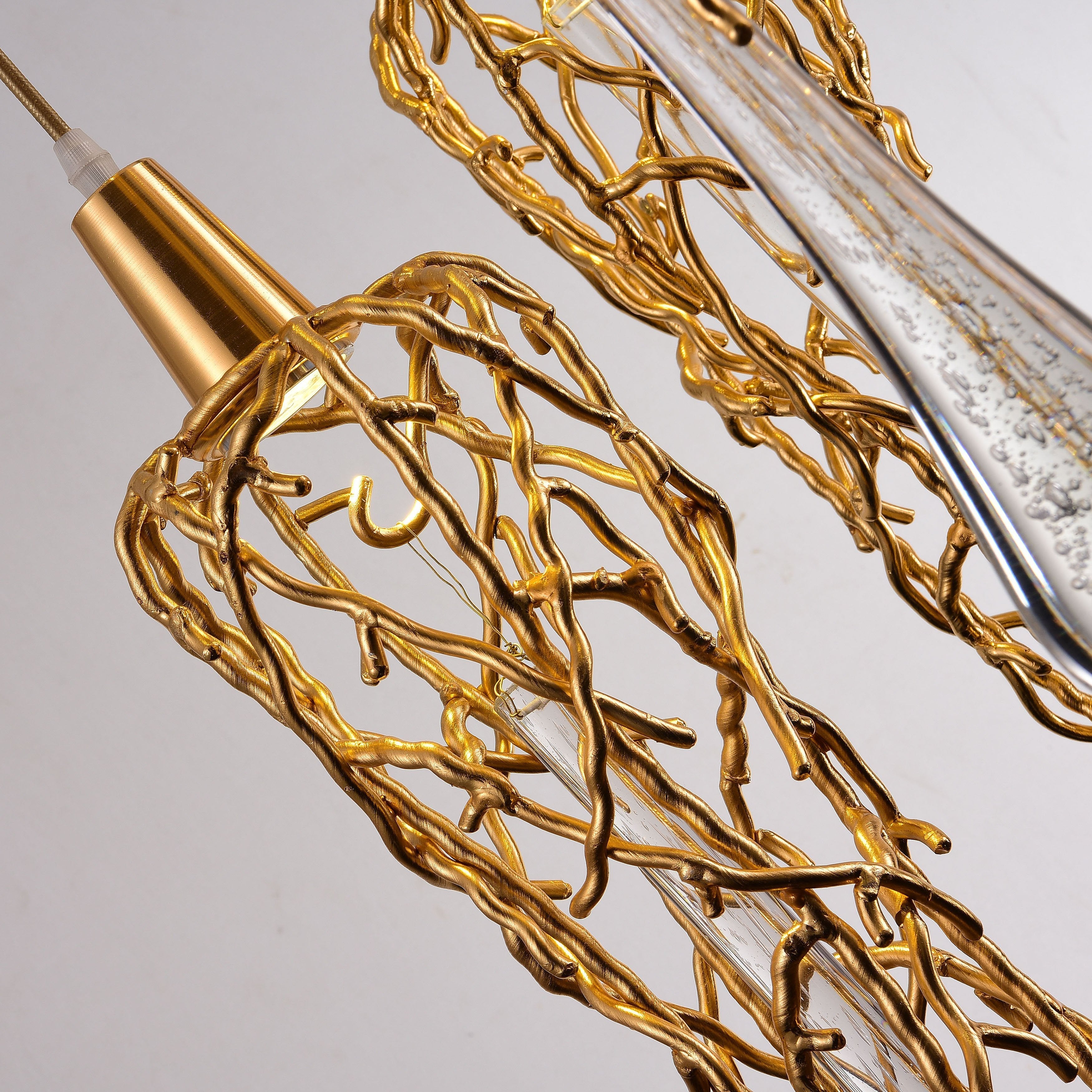 Organic Round Branching Brass Teardrop Pendant - Italian Concept