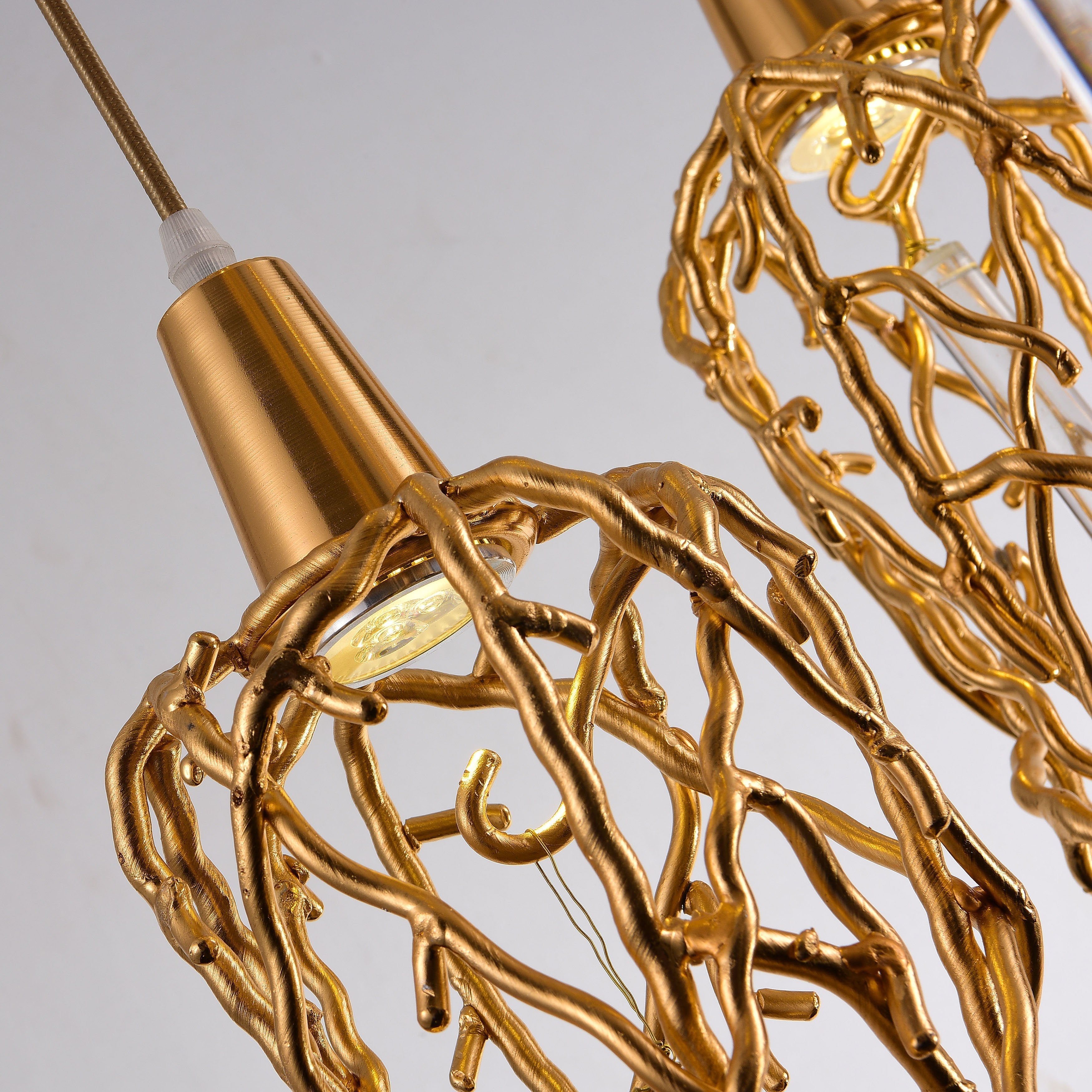 Organic Single Branching Brass Teardrop Pendant - Italian Concept