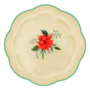 Festive Flora Scalloped Ceramic Dinner Plates – Case of 12 (+3 Bonus Plates)