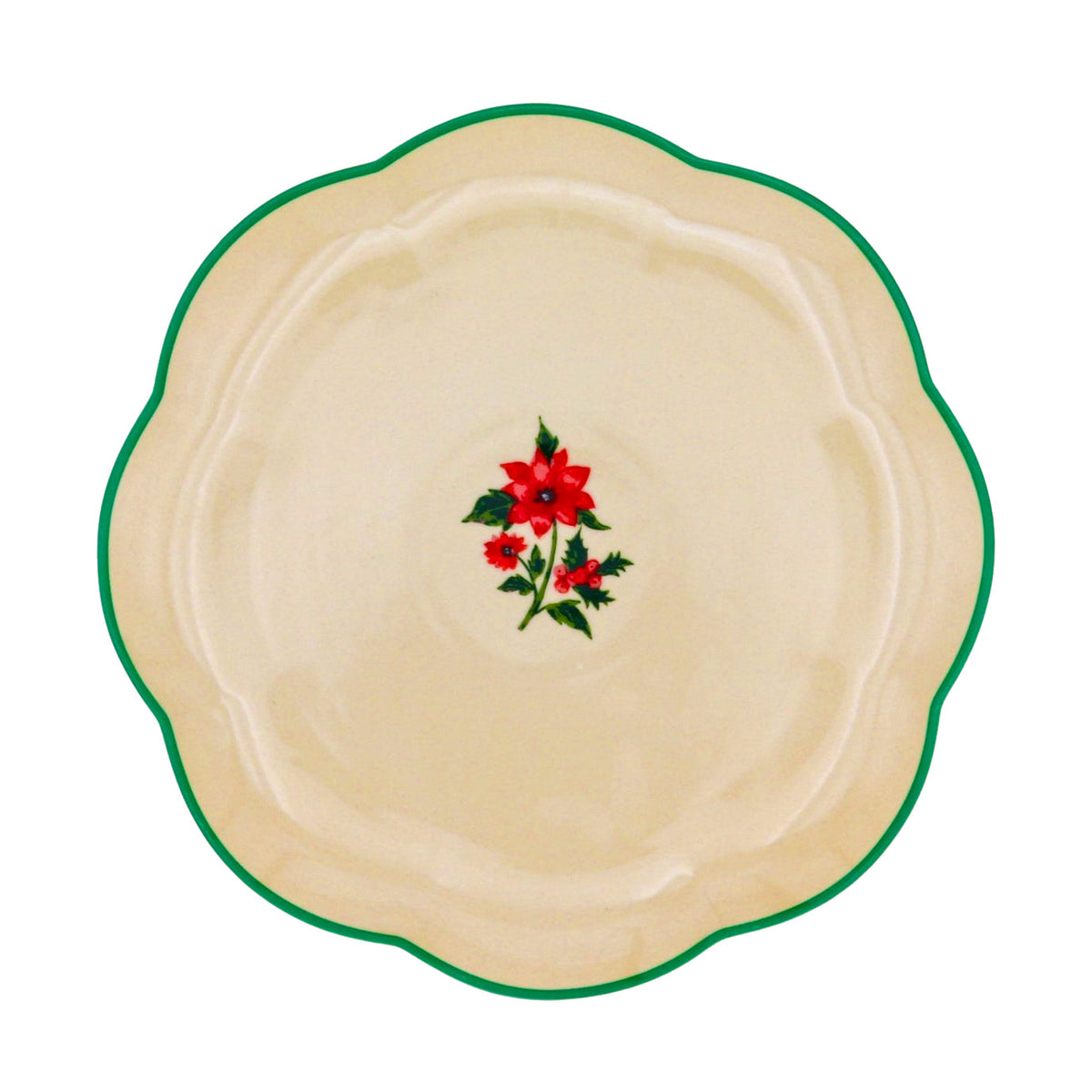 Festive Flora Scalloped Ceramic Starter Plates – Case of 12 (+3 Bonus Plates)