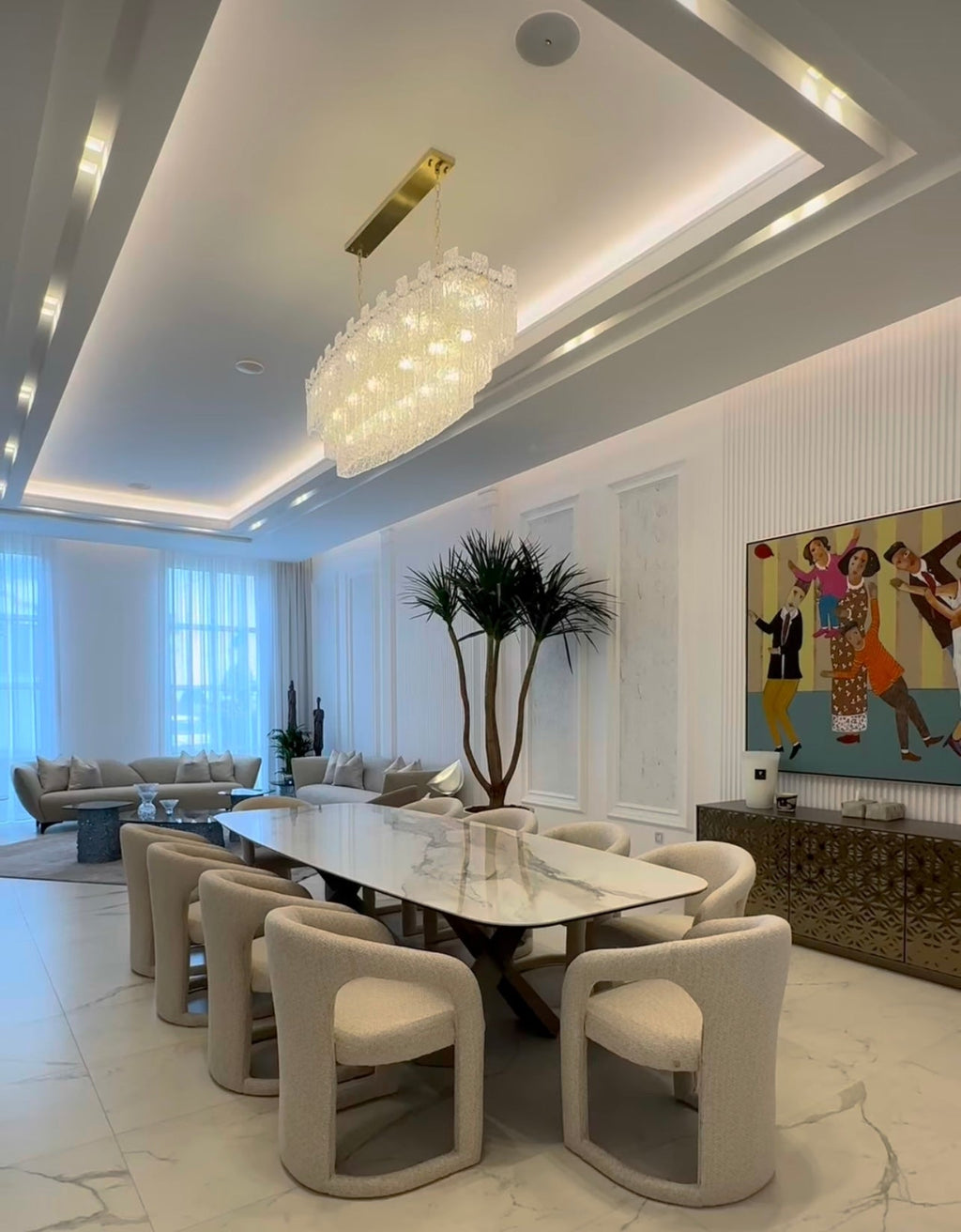 Giovanni Layered Rectangle Glass Chandelier