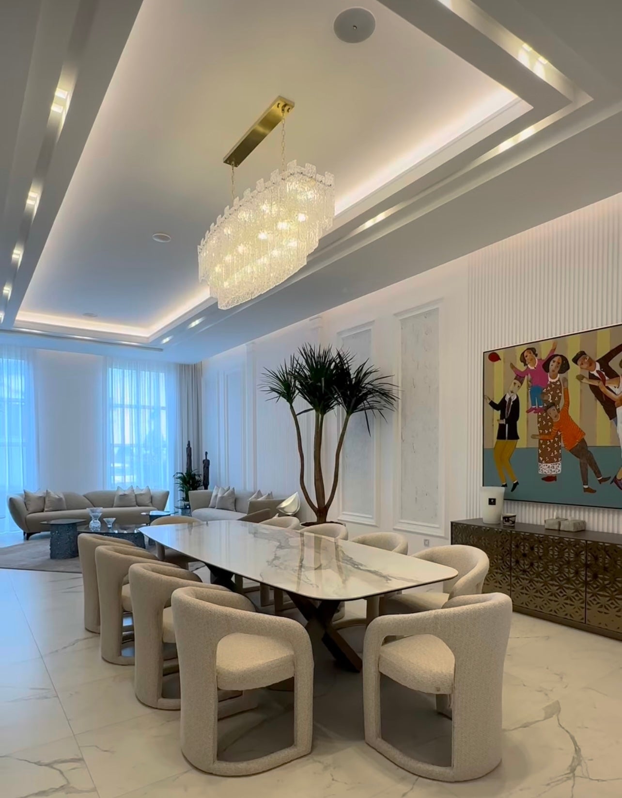 Giovanni Layered Rectangle Glass Chandelier