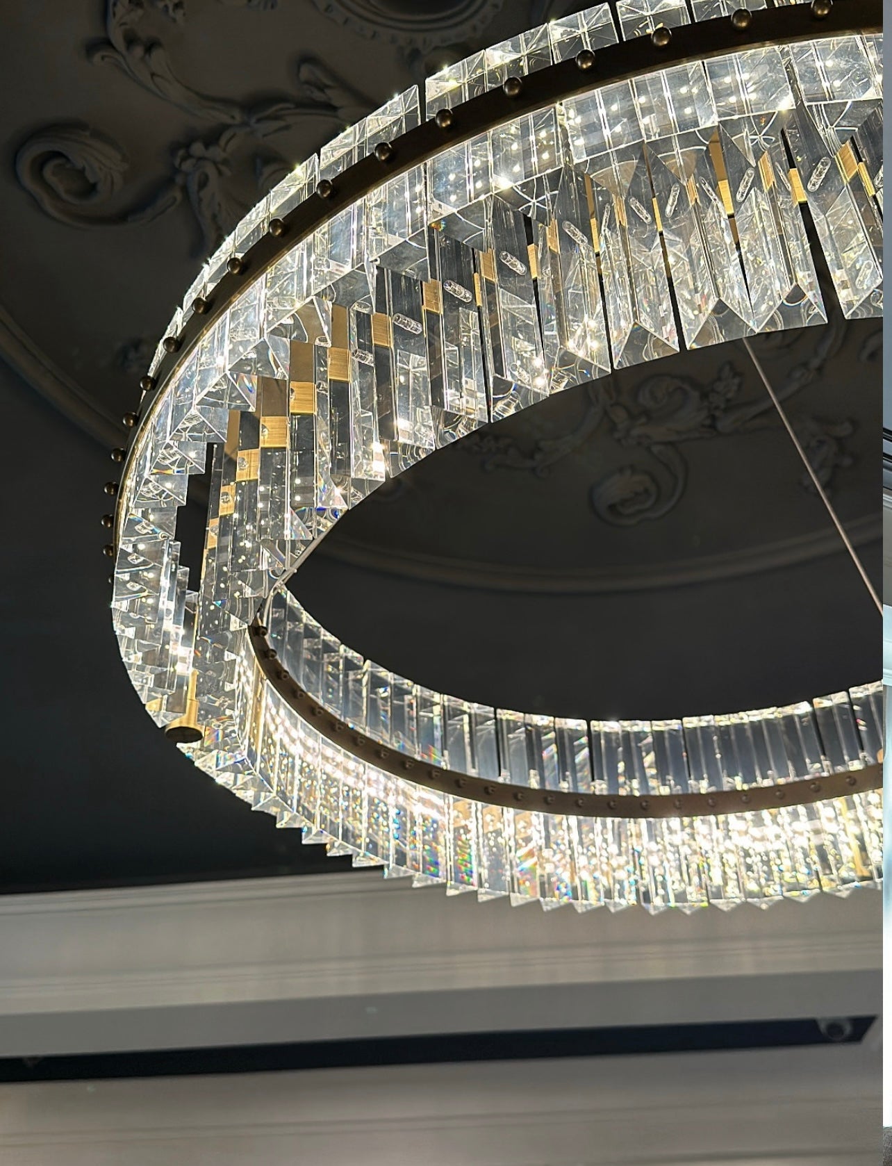 Aquinox 2-Tier Round Crystal Ring LED Chandelier - Italian Concept -