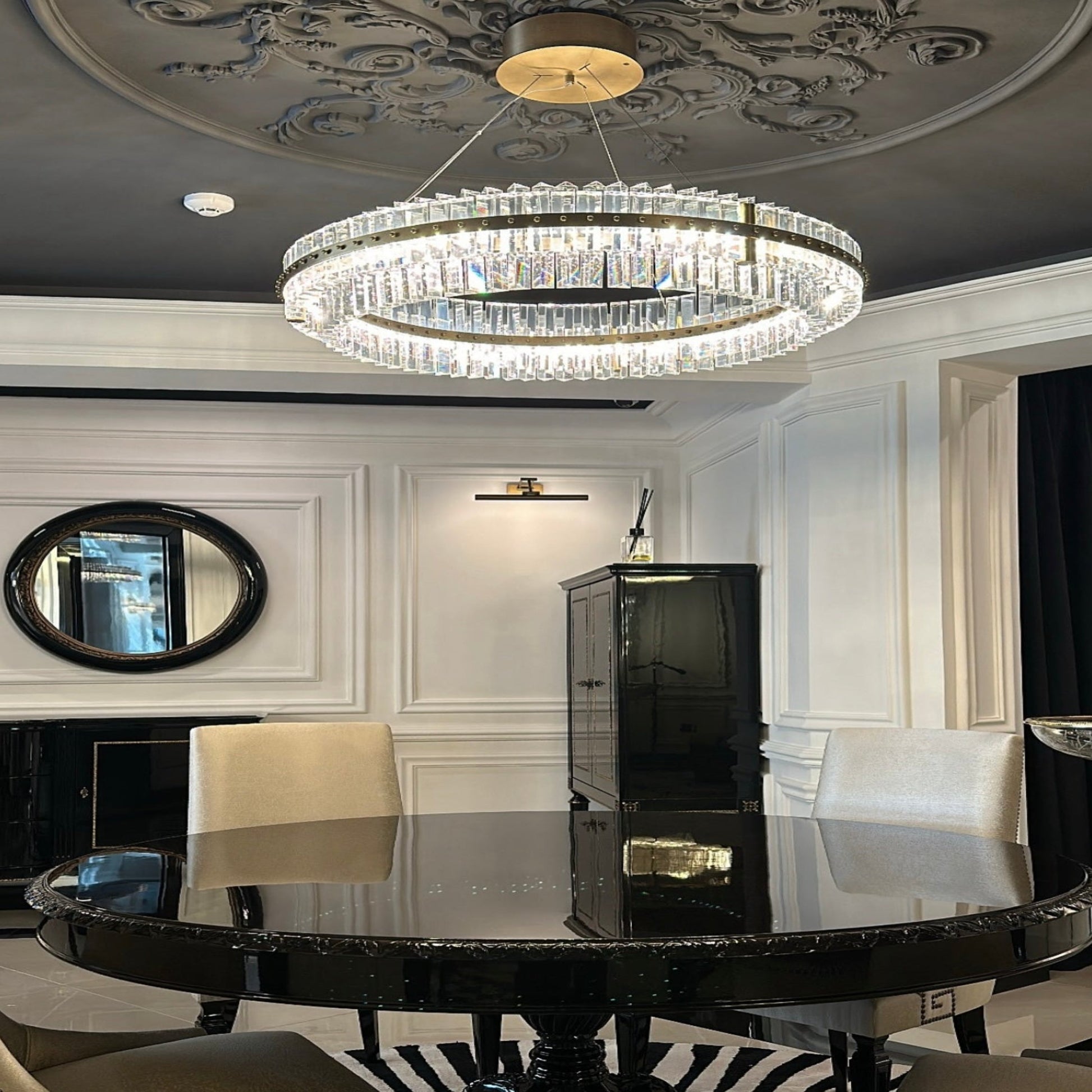 Aquinox 2-Tier Round Crystal Ring LED Chandelier - Italian Concept -