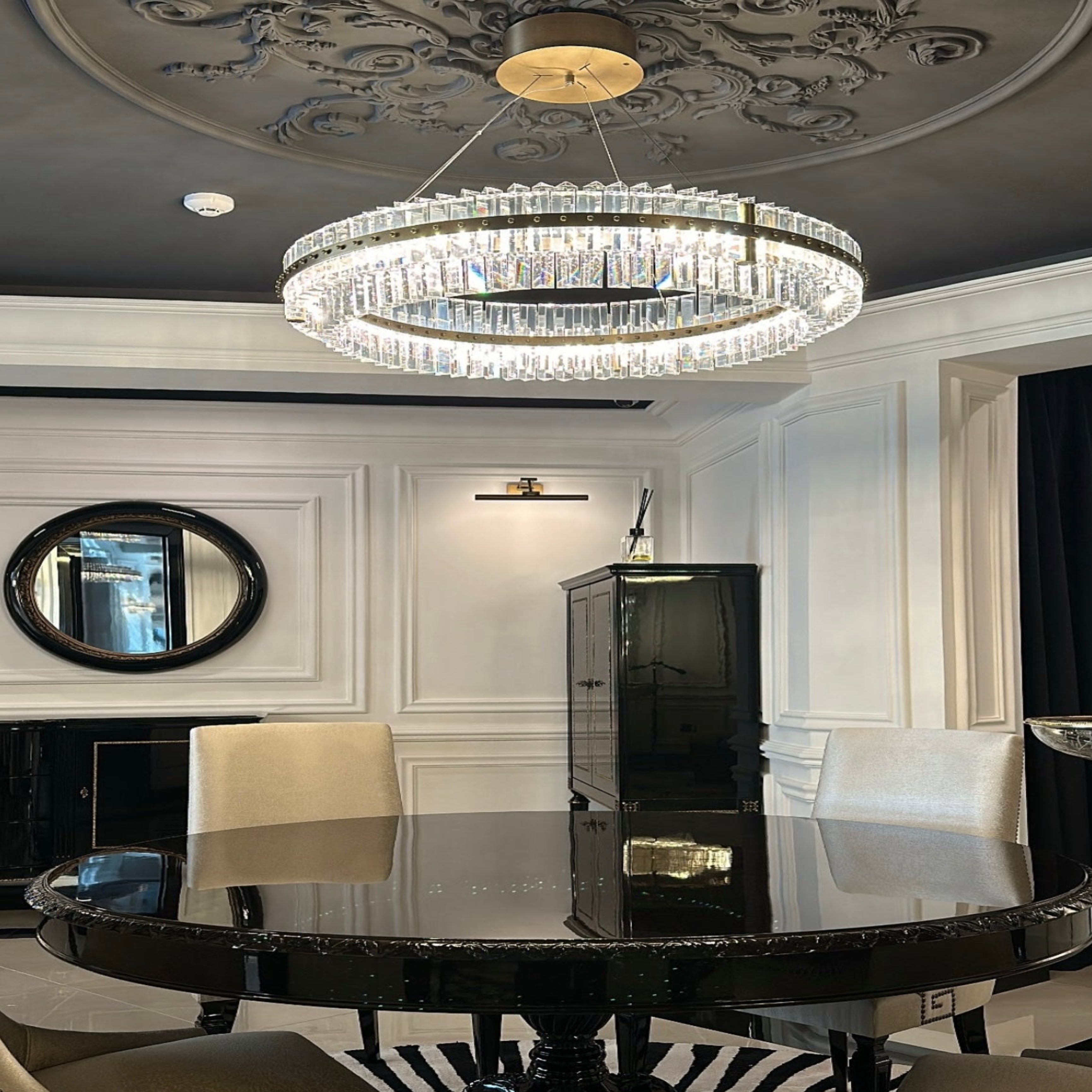 Aquinox 2-Tier Round Crystal Ring LED Chandelier - Italian Concept -