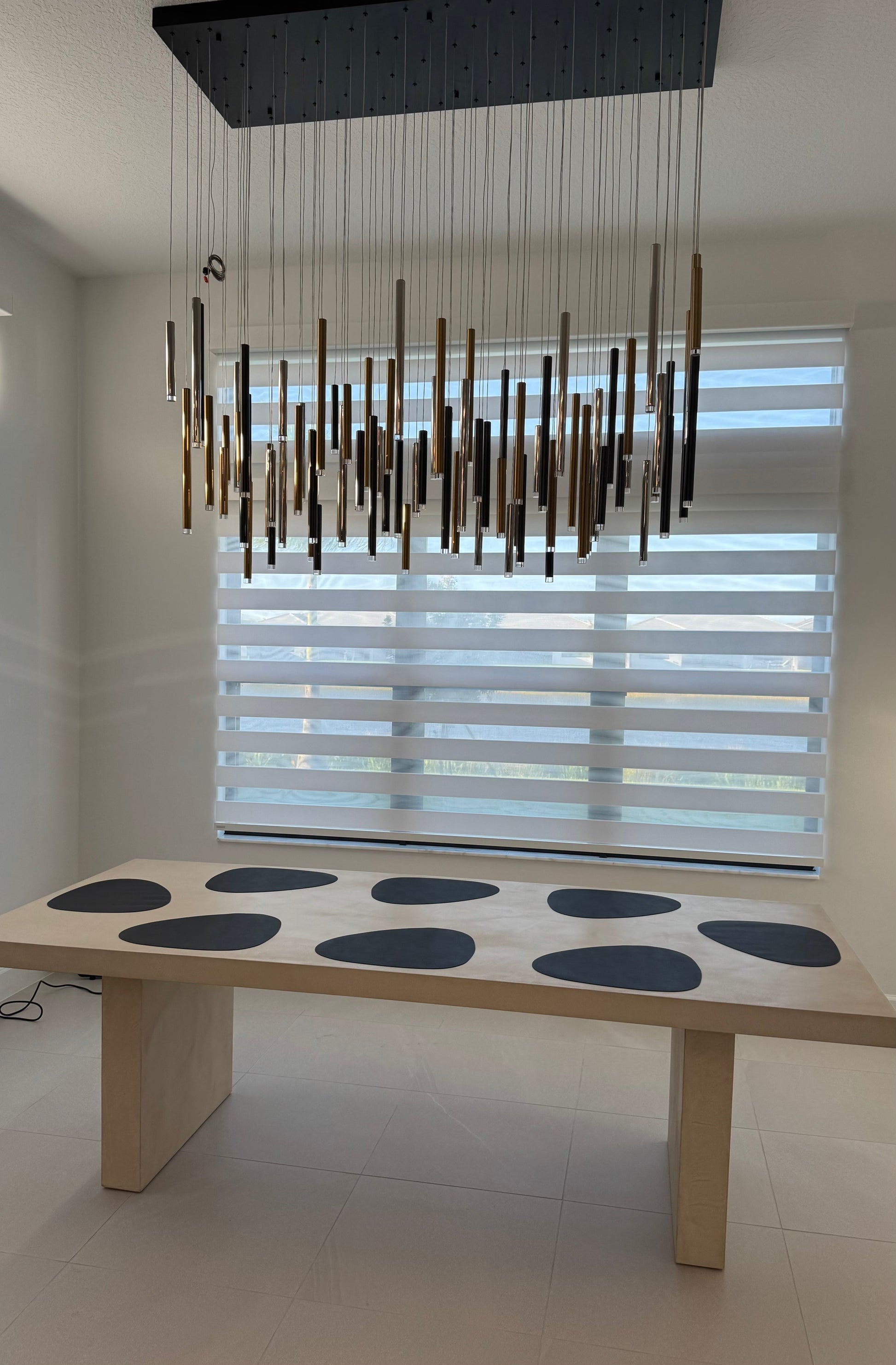 Bellini Rectangular Tubular Pendant Light Chandelier - Italian Concept