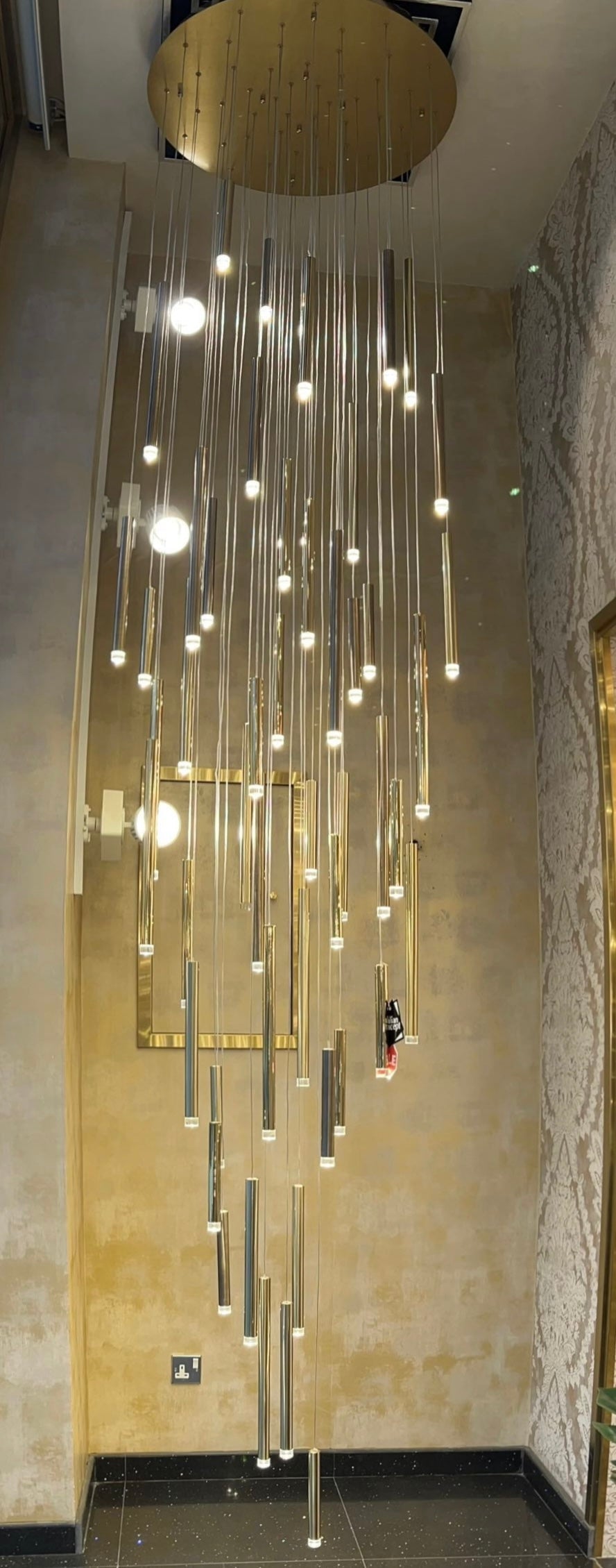 Bellini Round Metal Tubular Pendant Light Chandelier - Italian Concept -