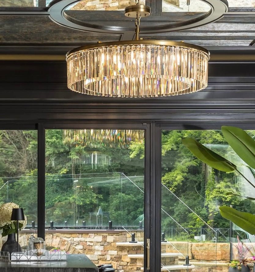 Apex Odeon 1-Tier Round Fringe Crystal Prism Chandelier - Italian Concept -